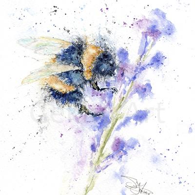Honey Bee and poppy watercolour painting