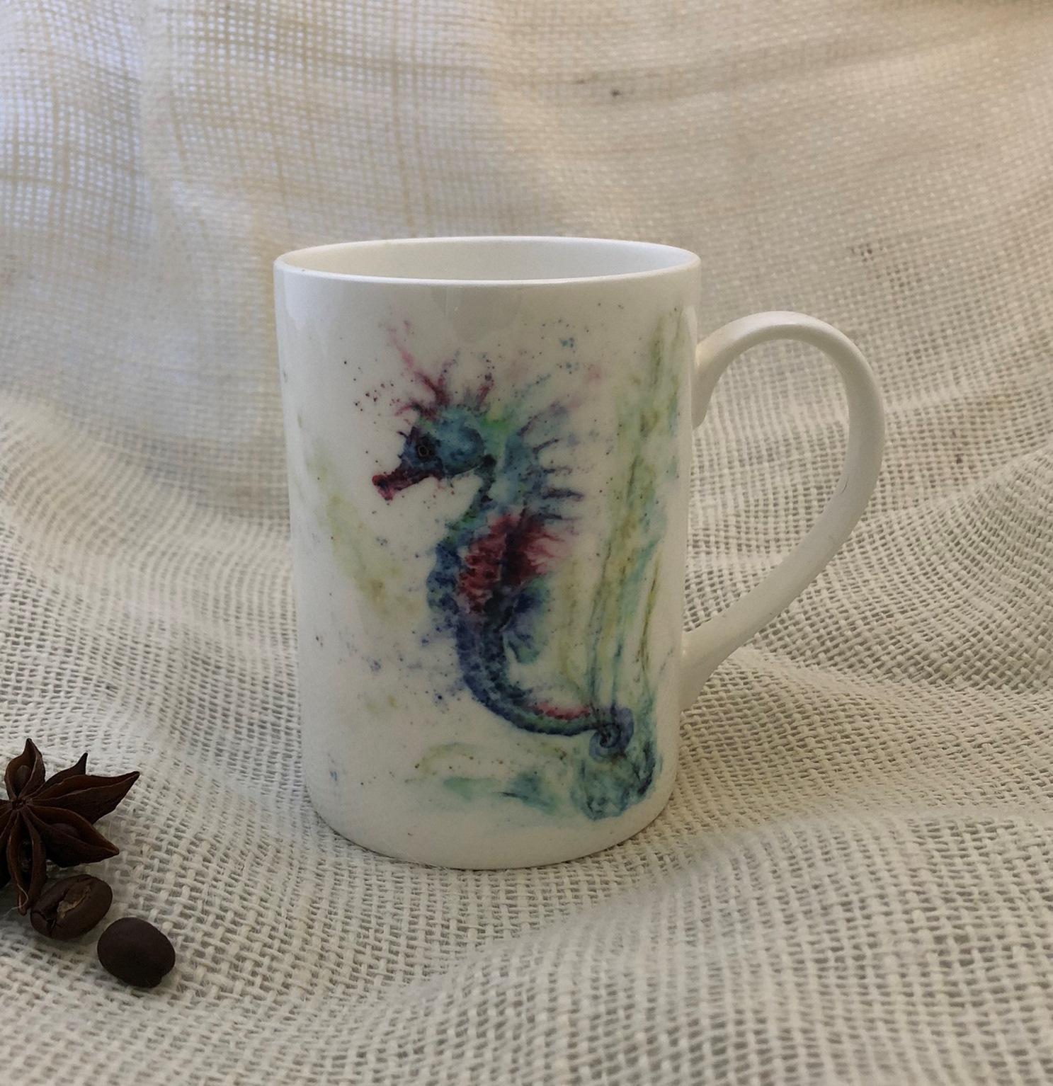 seahorse bone china cup
