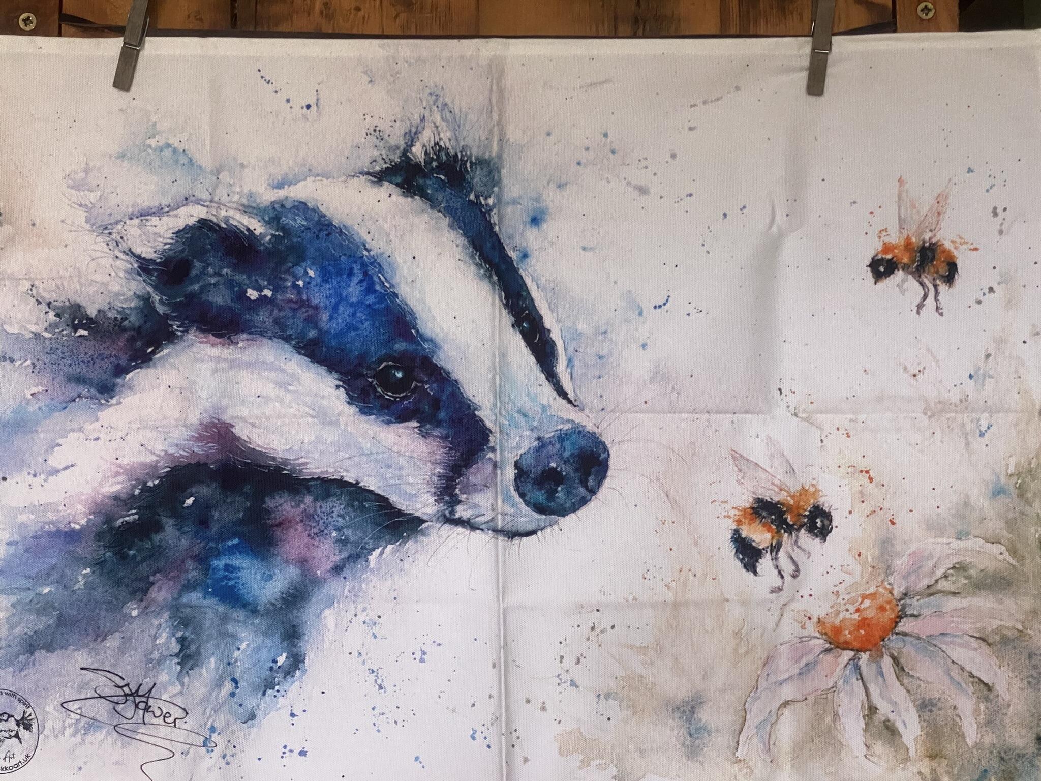 Badger tea towel