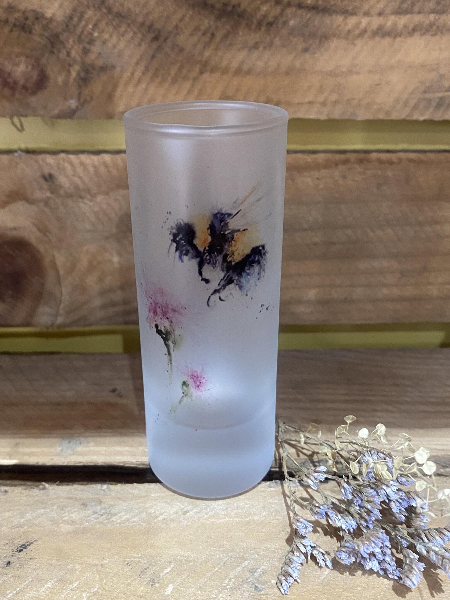 bee watercolour shot glass