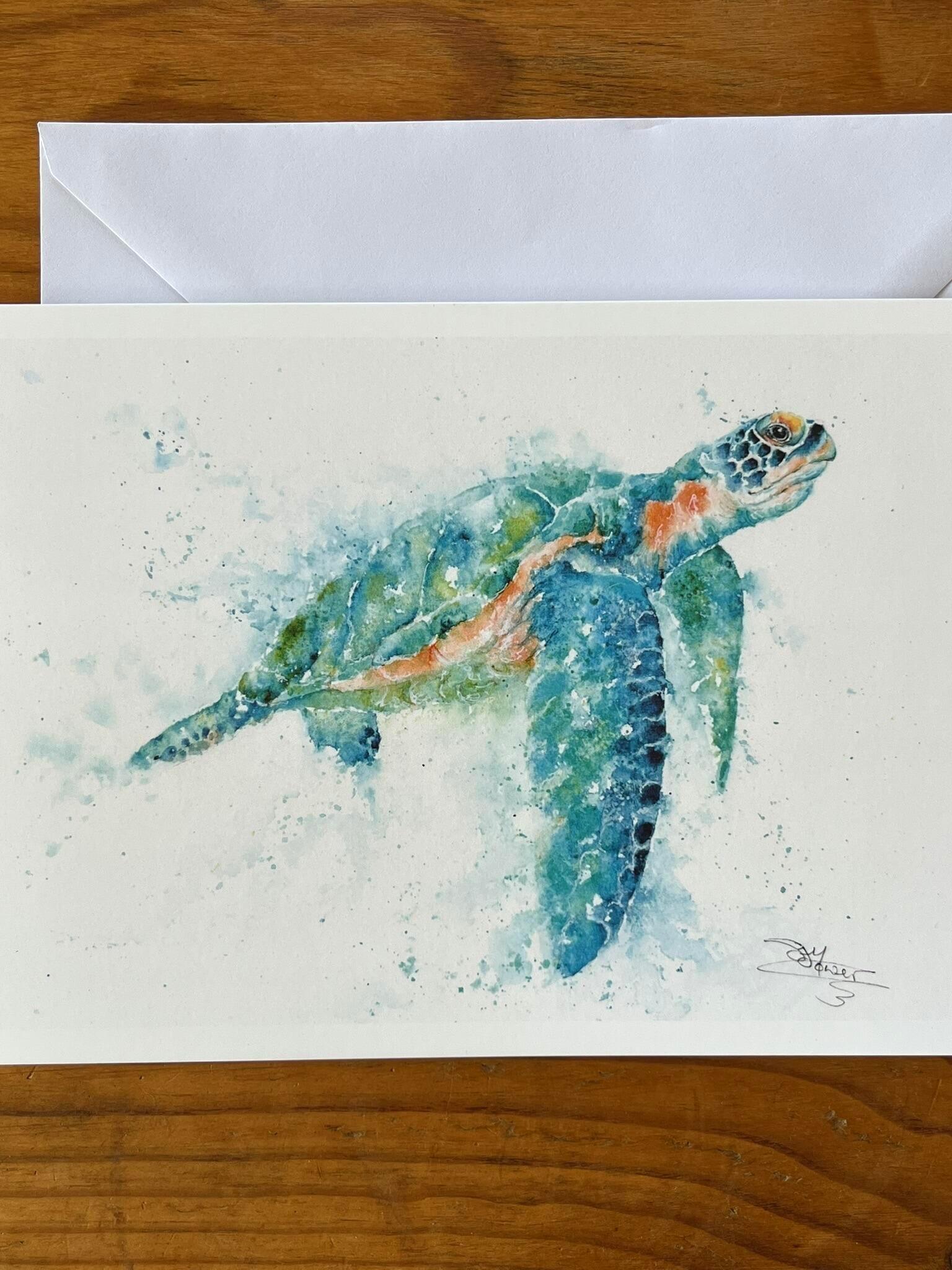 green sea turtle card