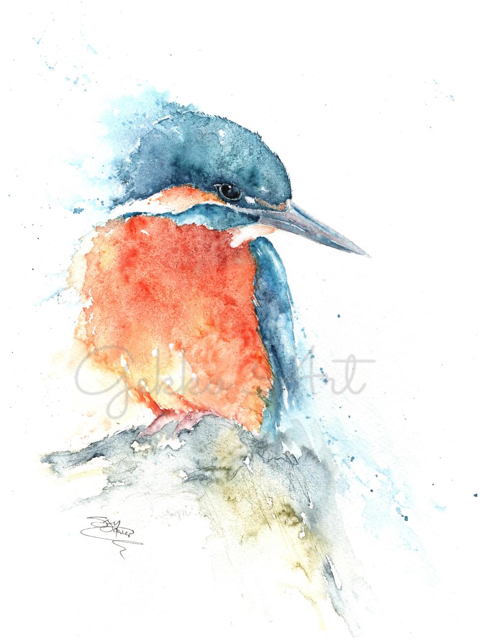 kingfisher watercolour