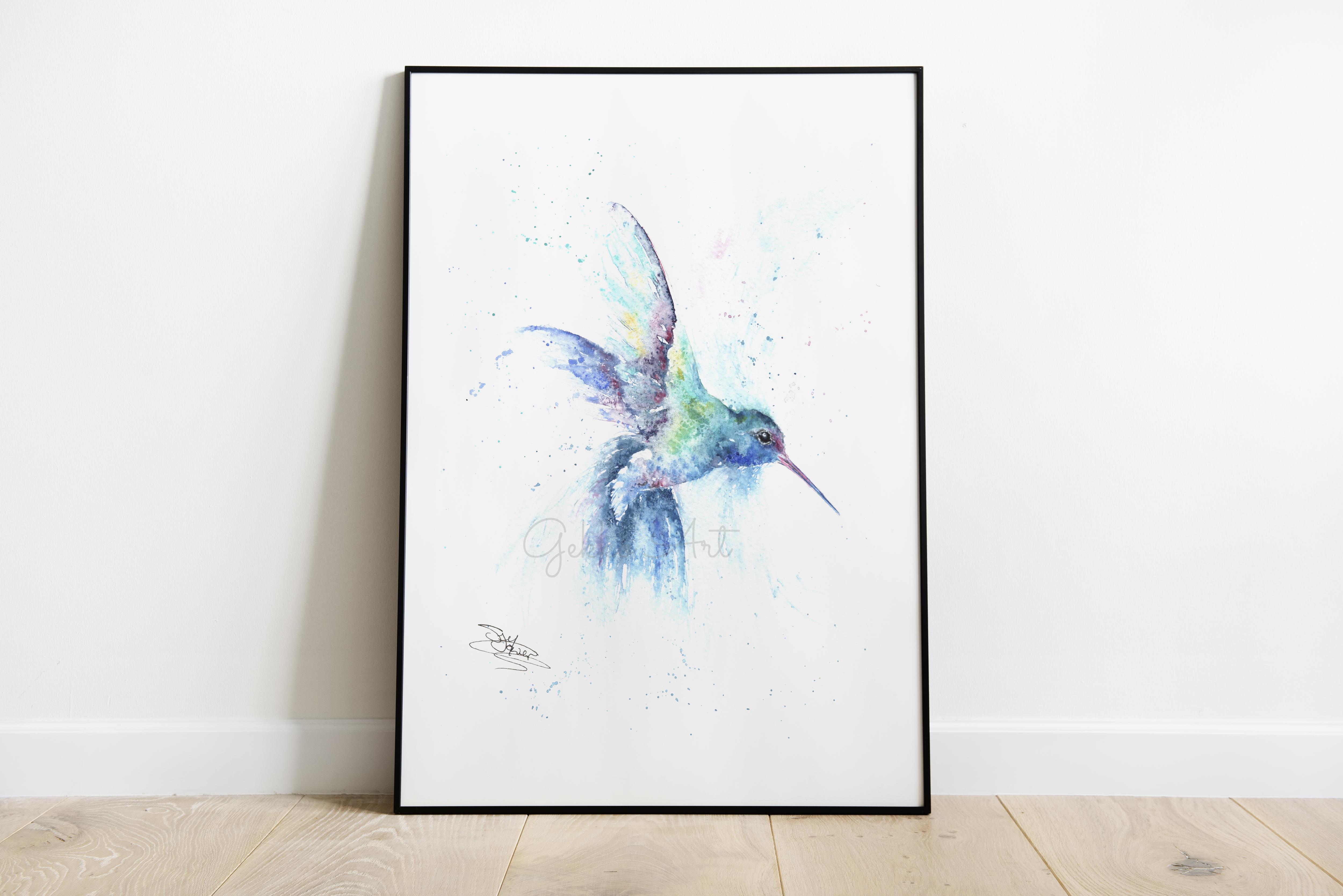 framed hummingbird print