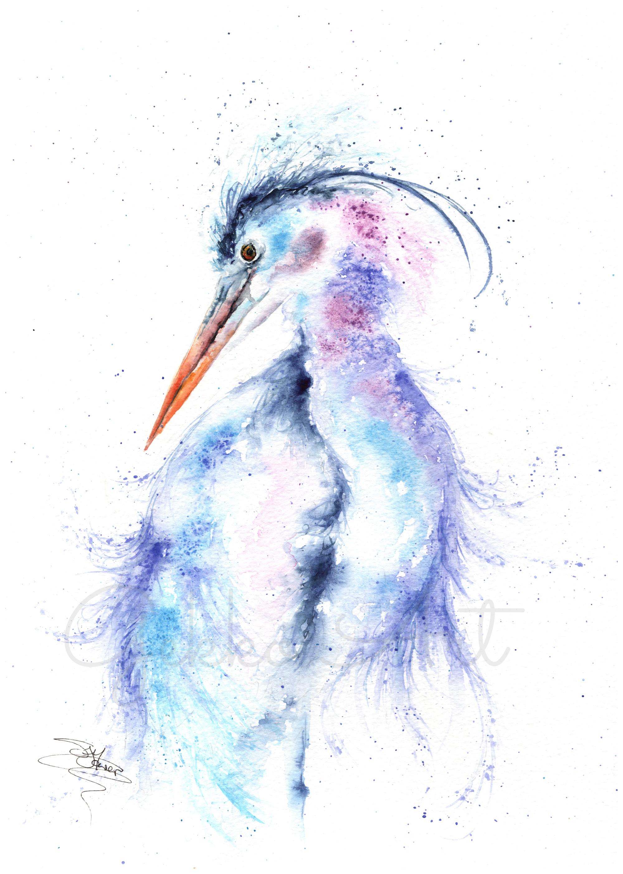heron watercolour