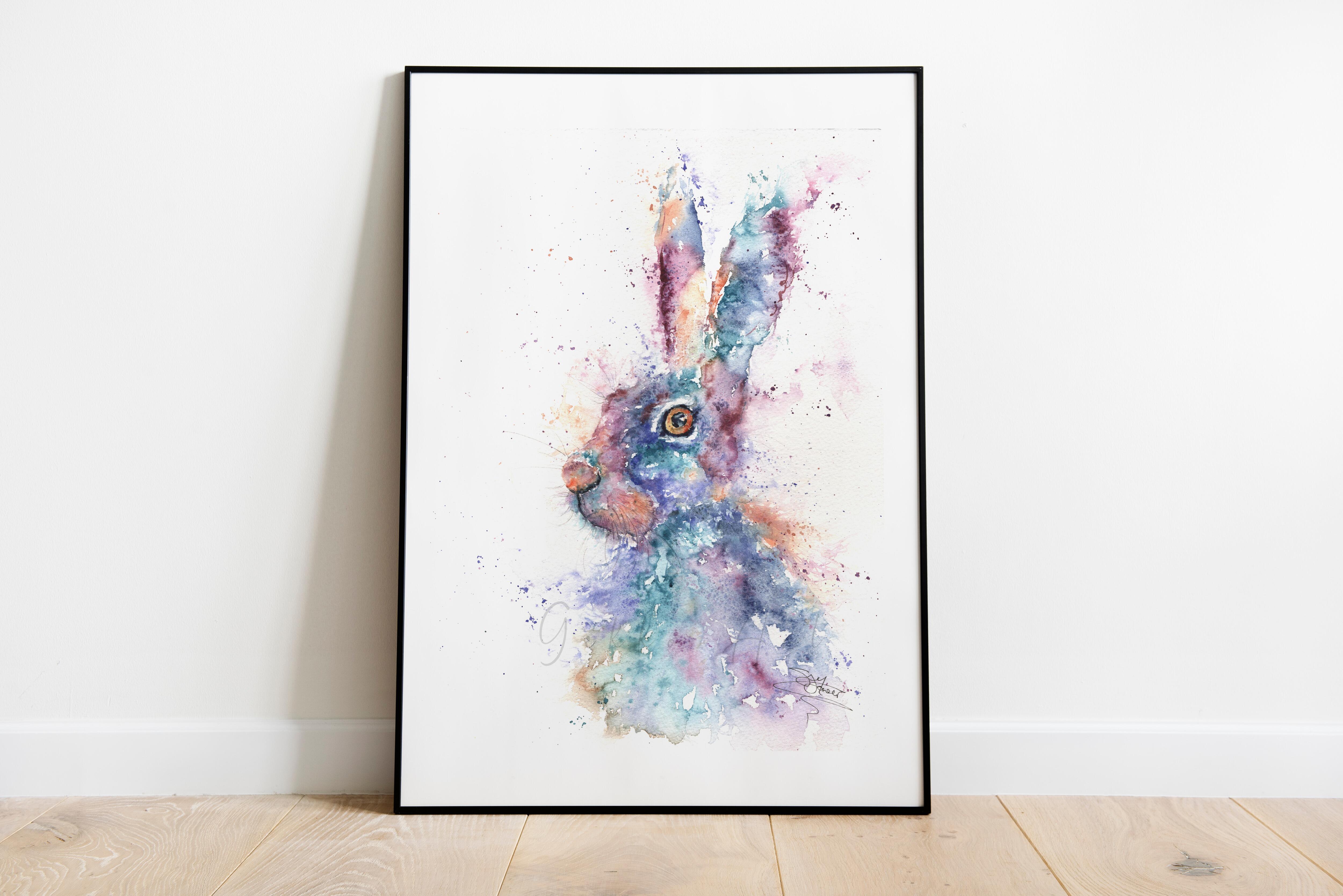 framed hare painting