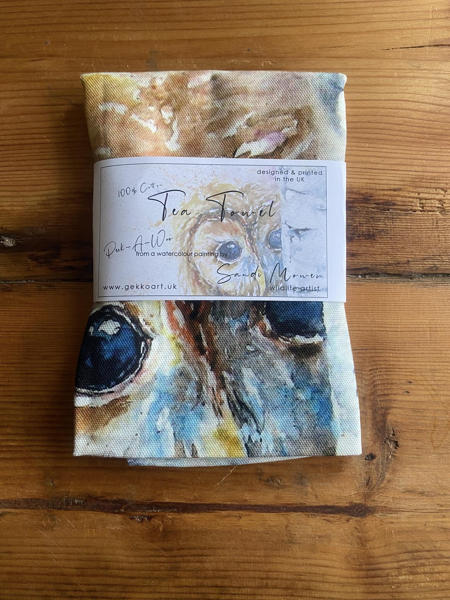 tawny owl dish cloth packaging