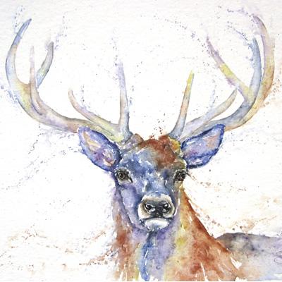 stag watercolour painting