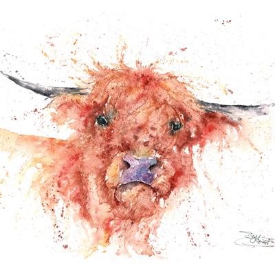 highland cow watercolour painting