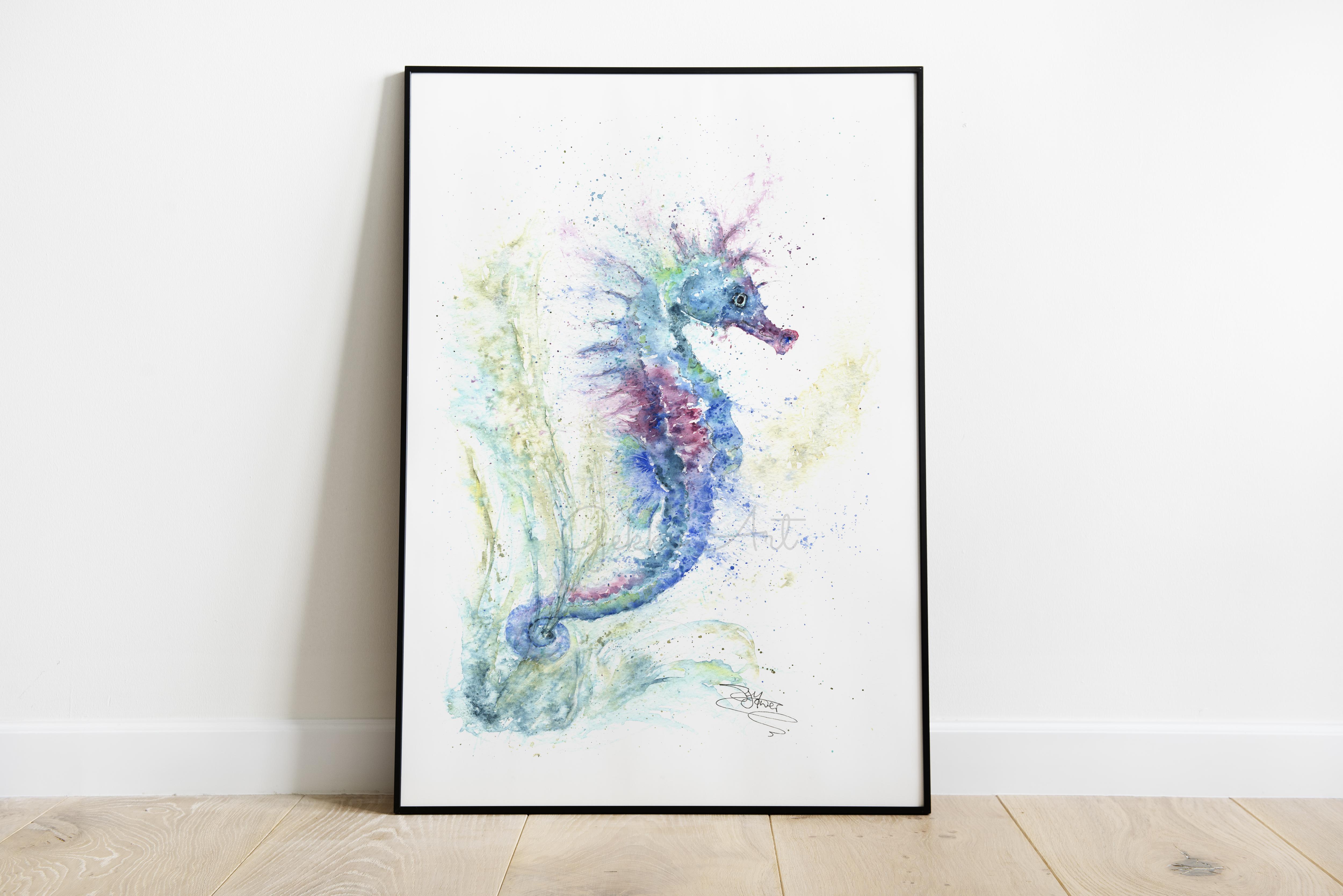 seahorse print with frame