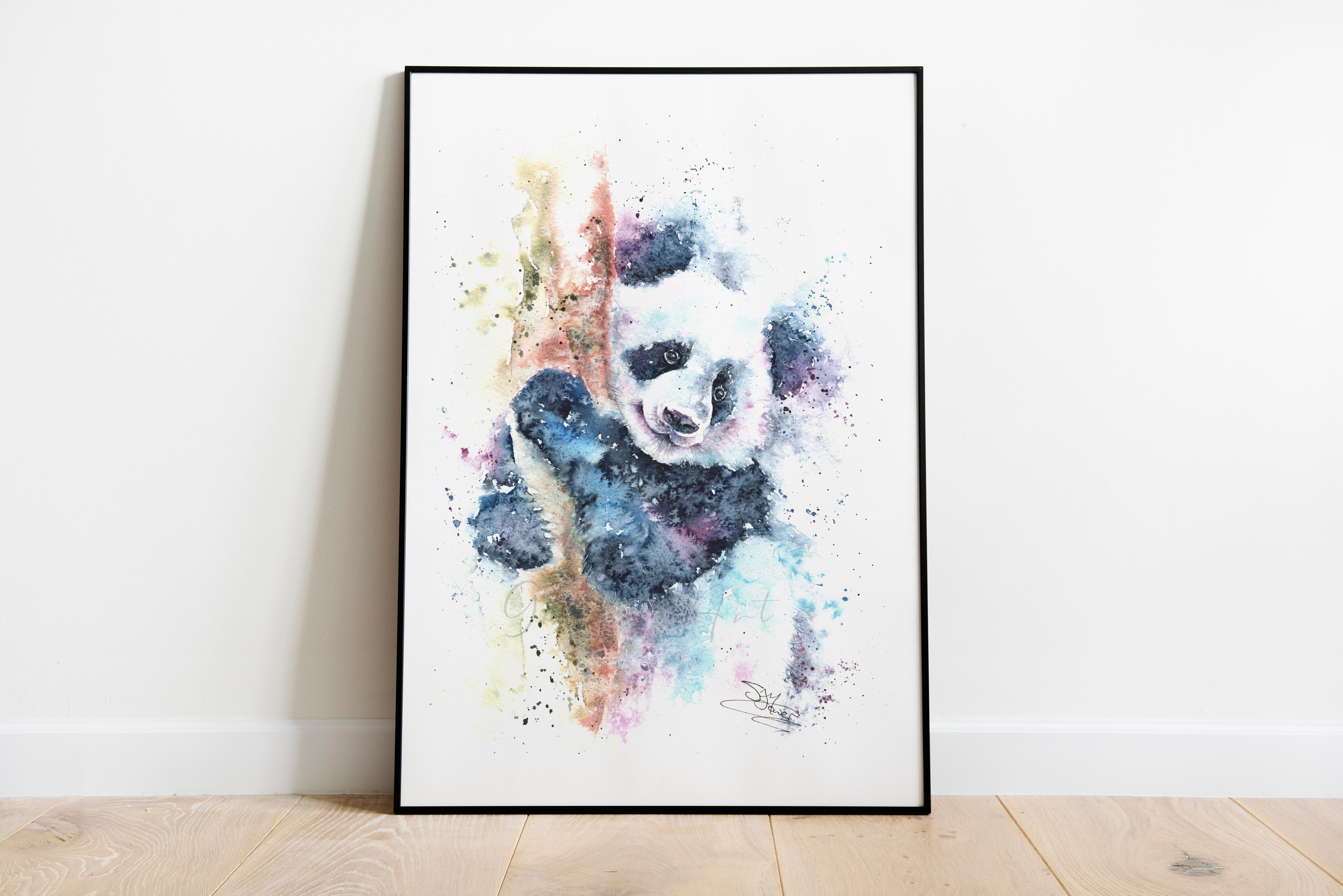 framed panda painting