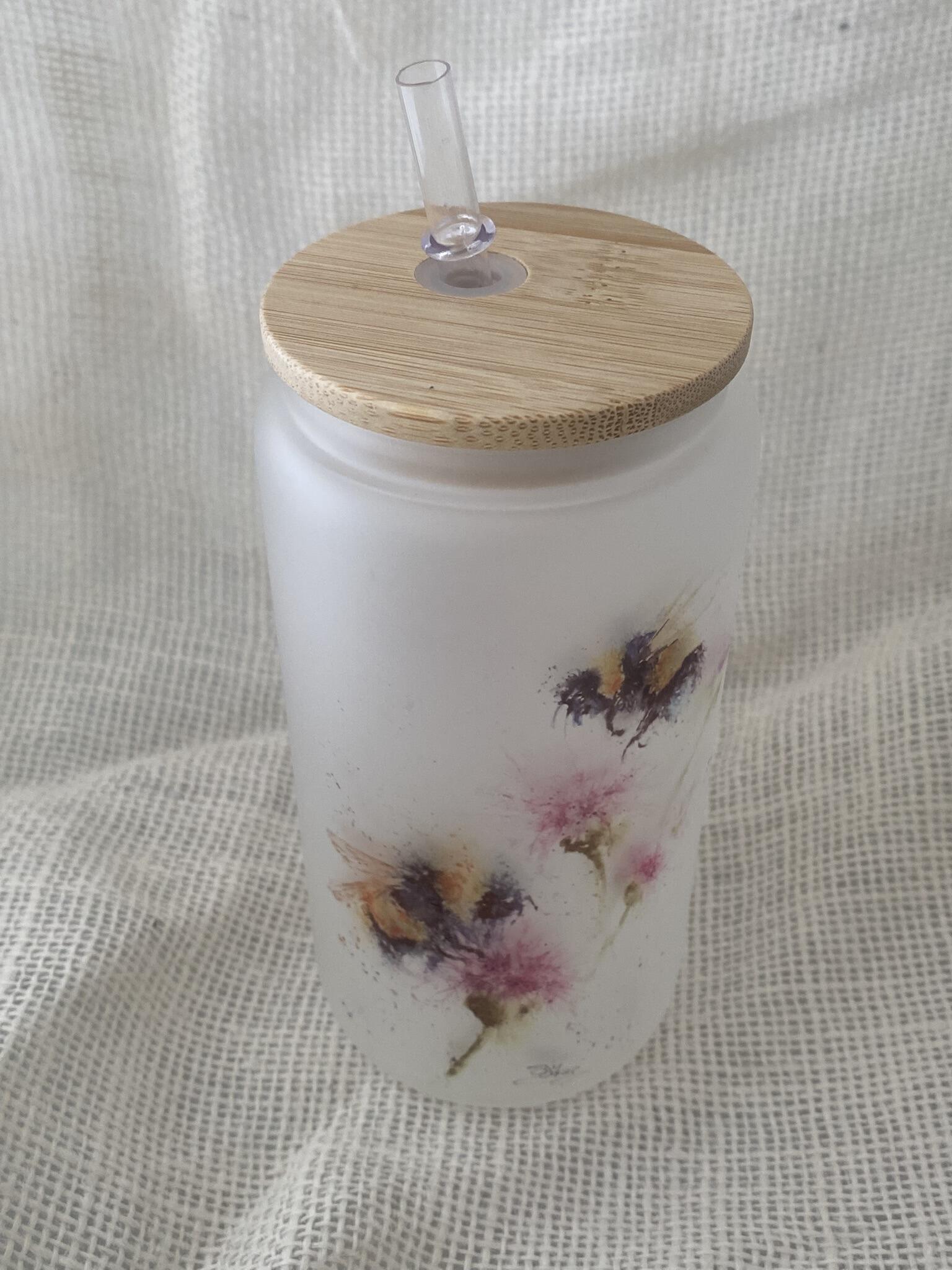 glass with bamboo lid