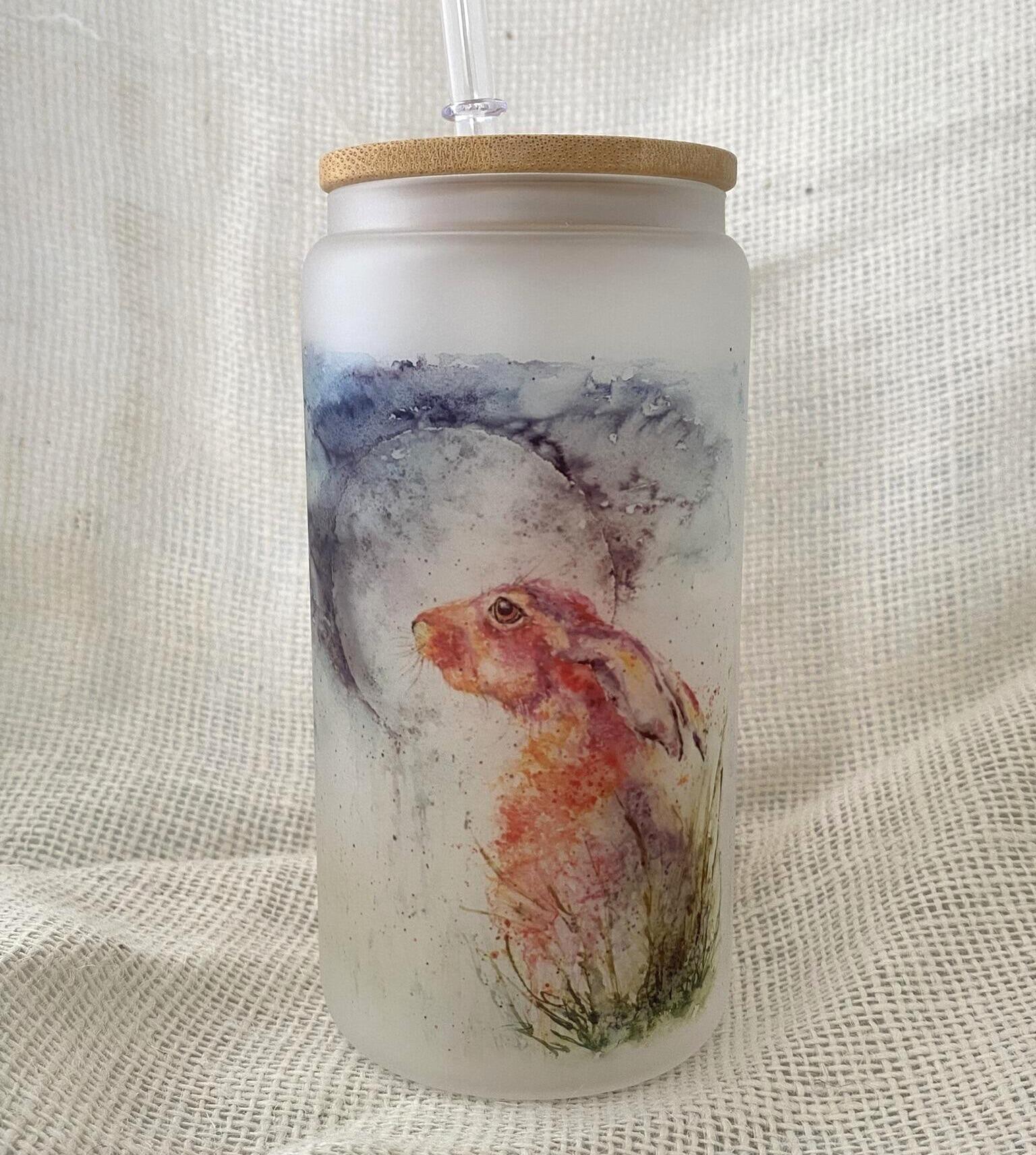 hare painting on a glass