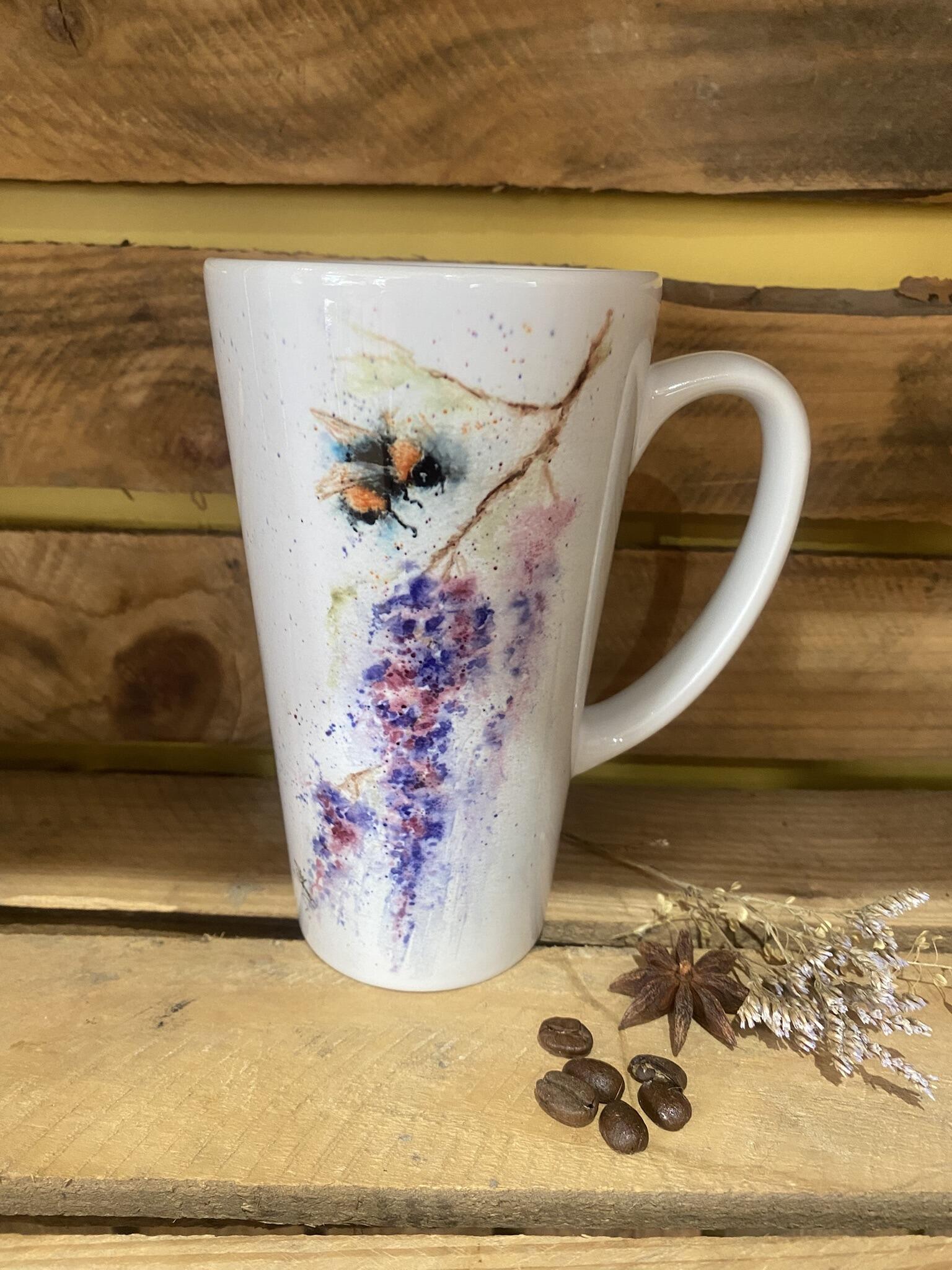bees and flowers watercolour mug