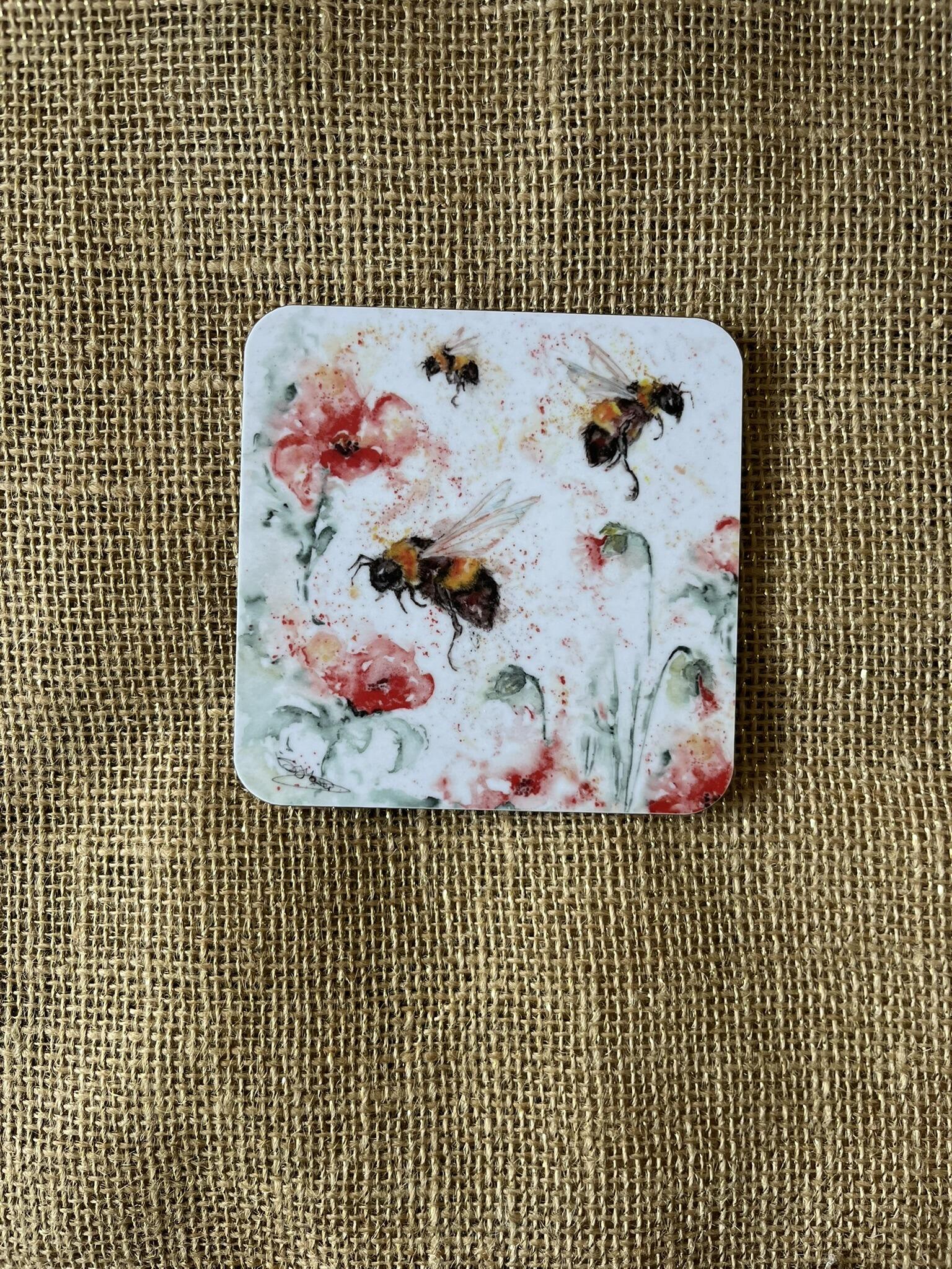 poppy bees coaster