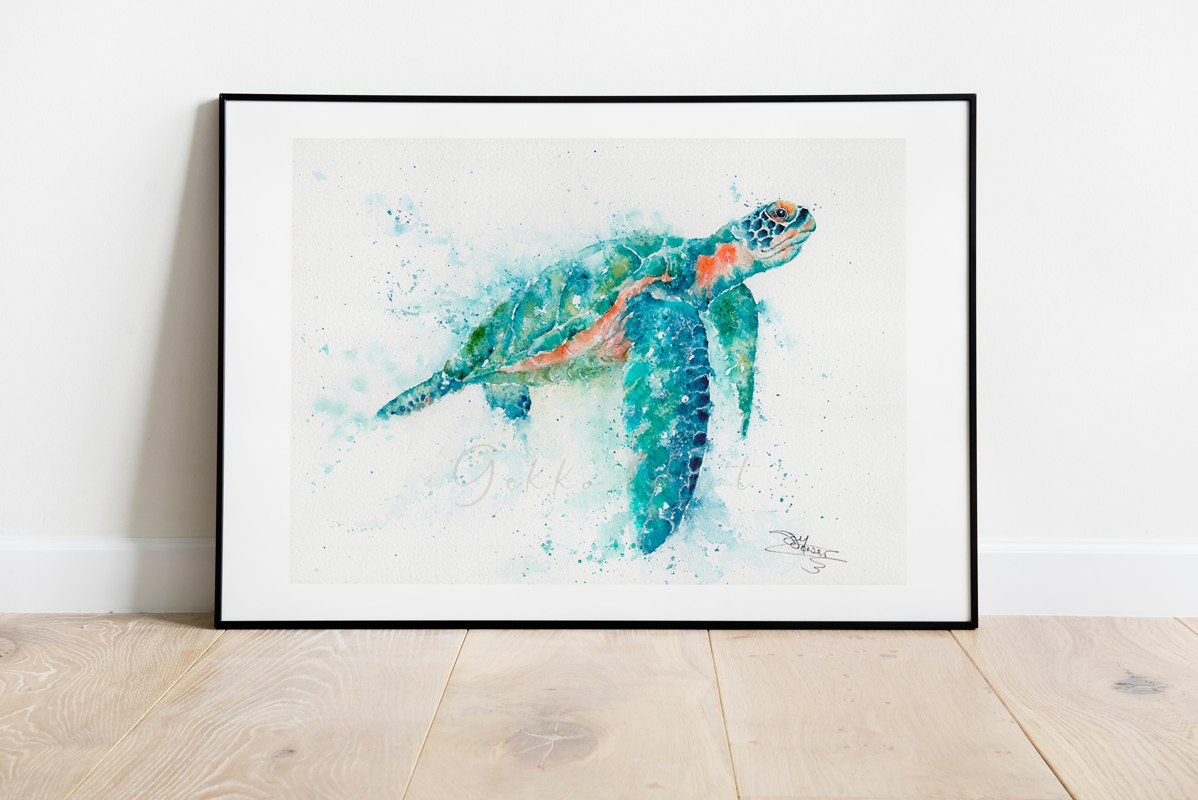 green sea turtle in a black frame