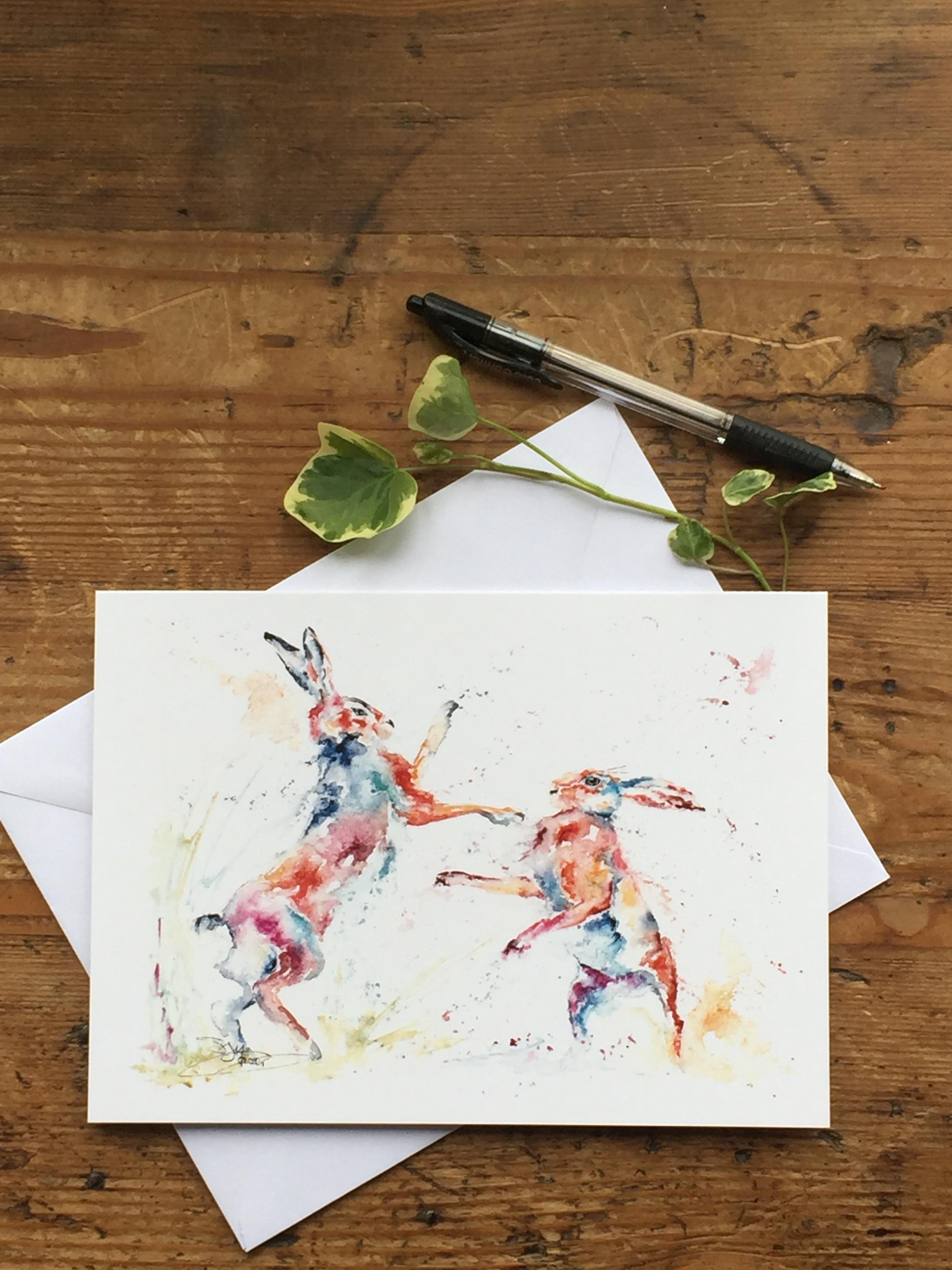 boxing hares card
