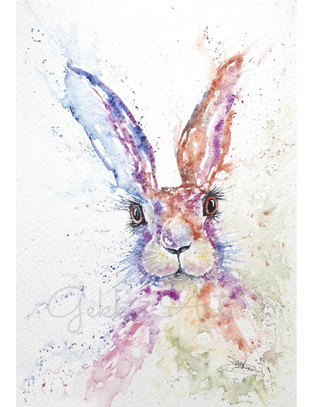 hare watercolour