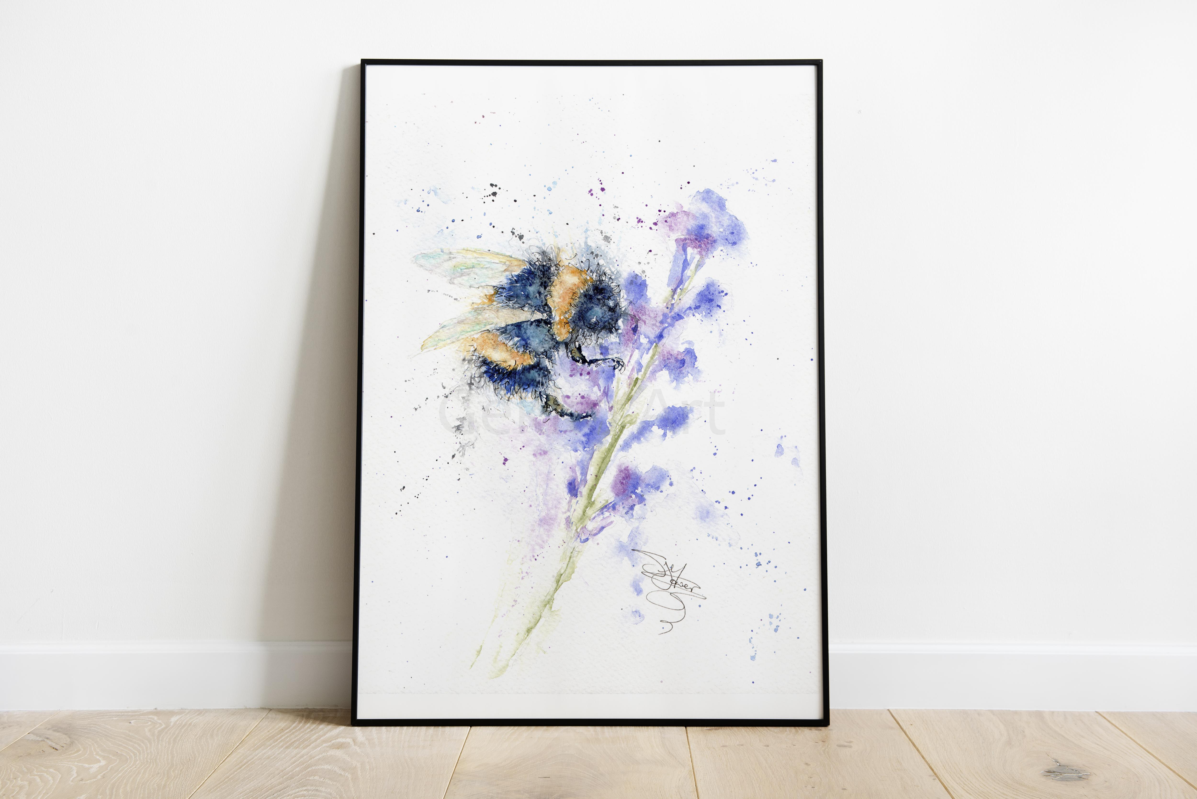 bee painting with frame