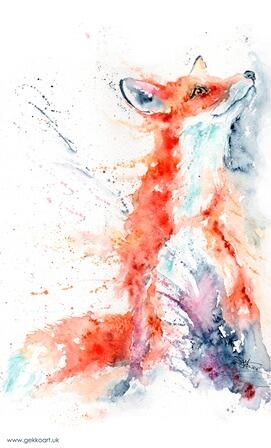 fox watercolour by sandi mower