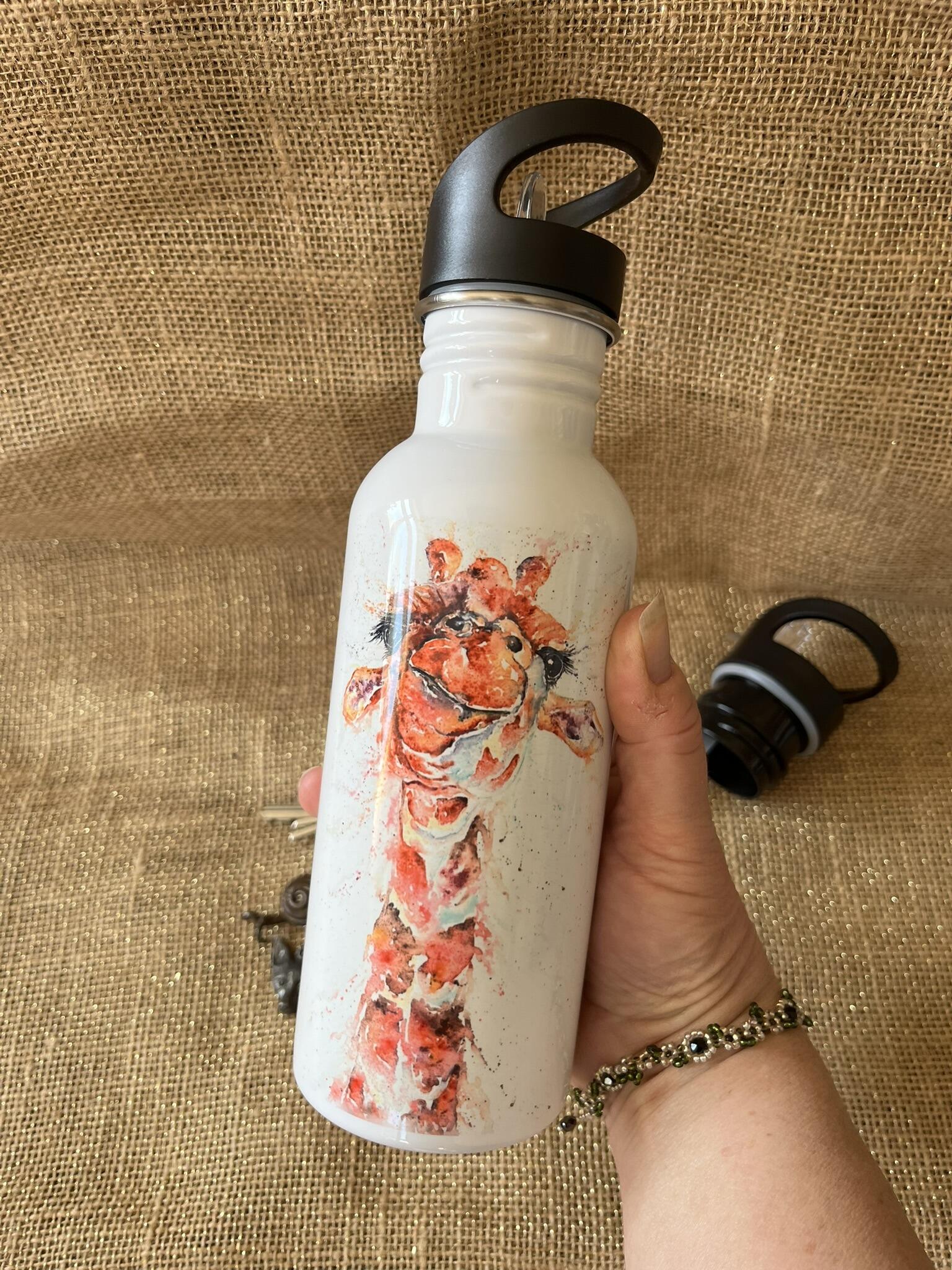 steel bottle with giraffe design
