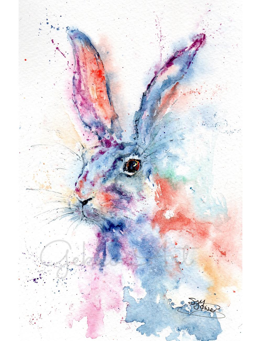 hare watercolour