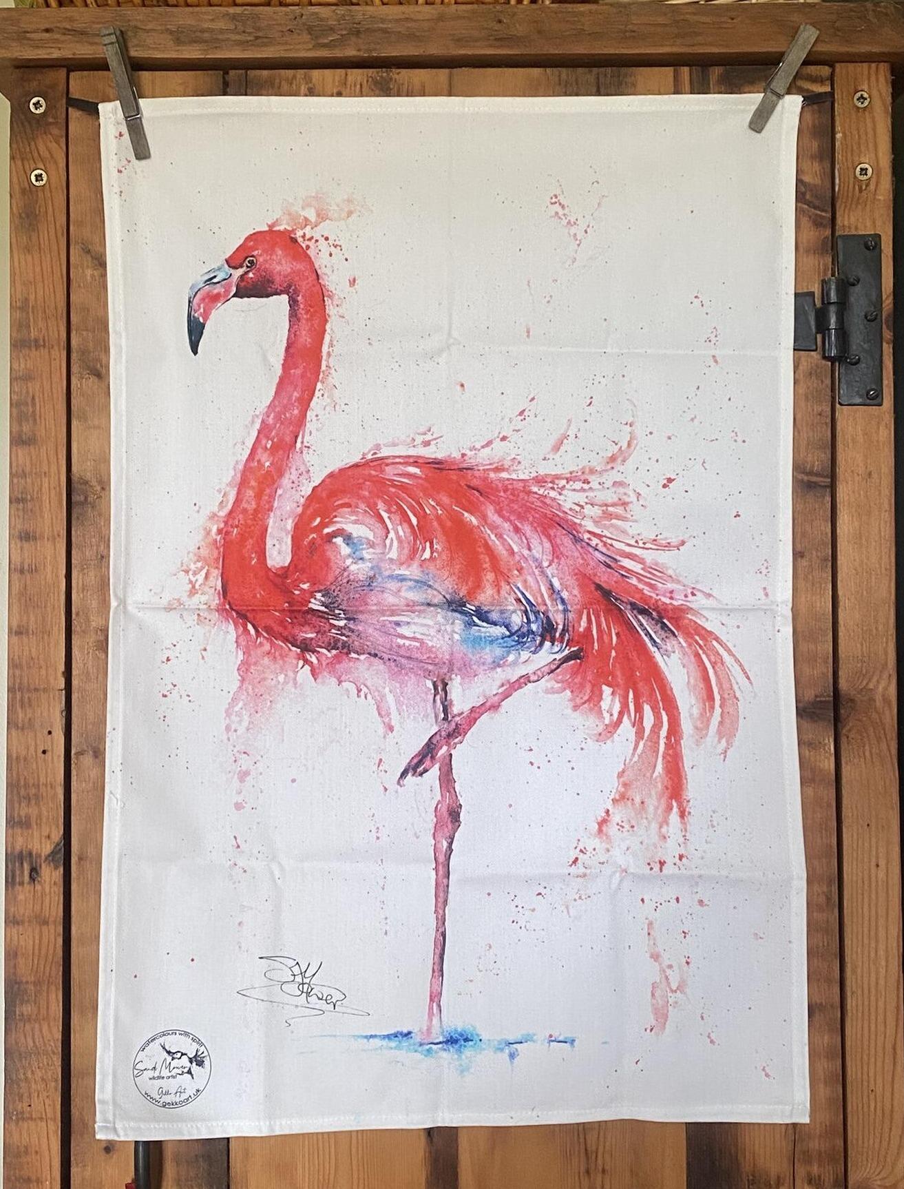 flamingo cotton tea towel