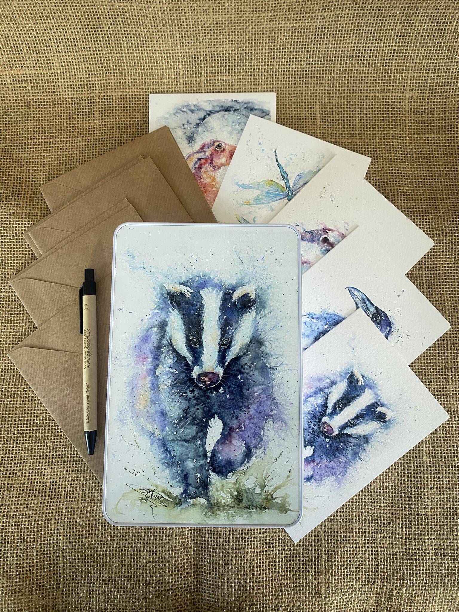 badger tin with cards