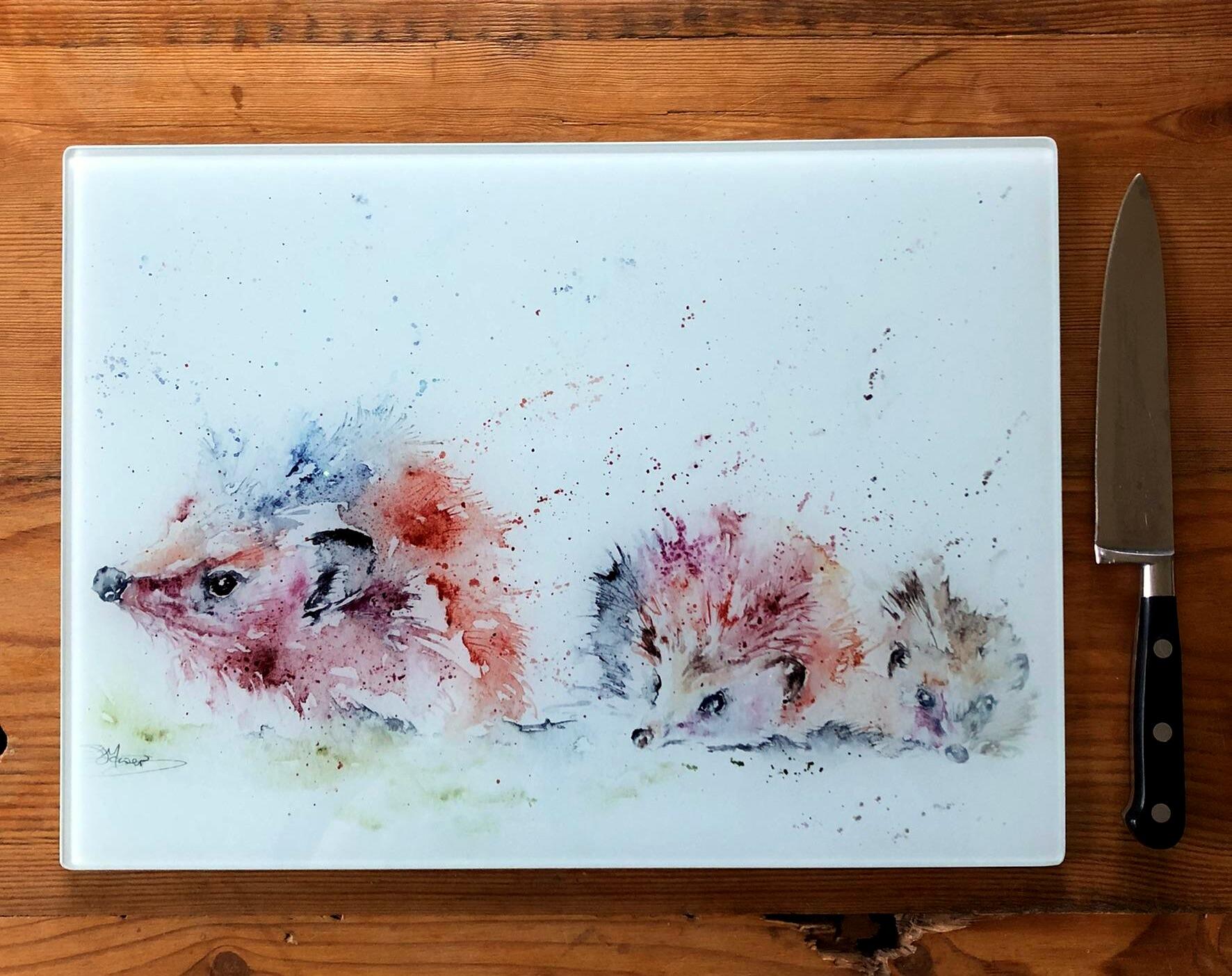 hedgehog glass chopping board