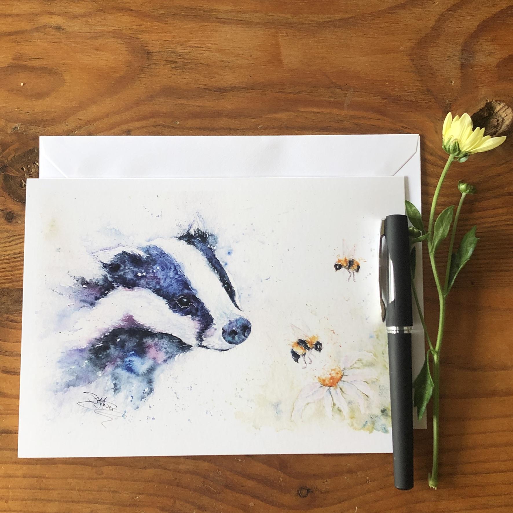 badger and bees card