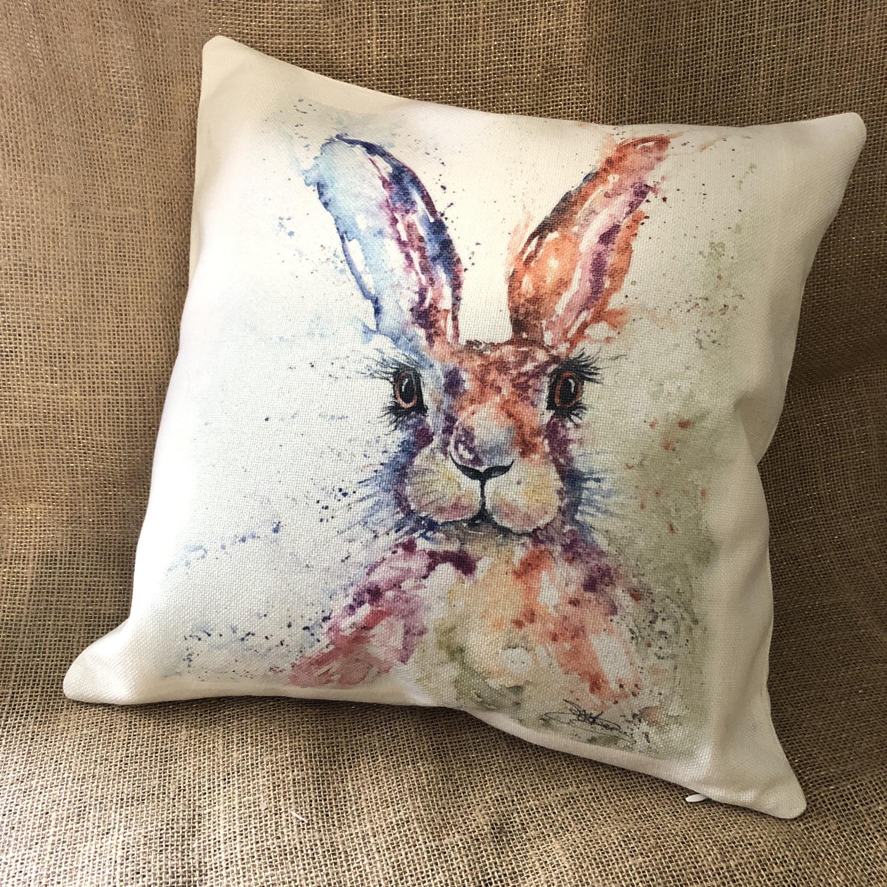 hare watercolour cushion design