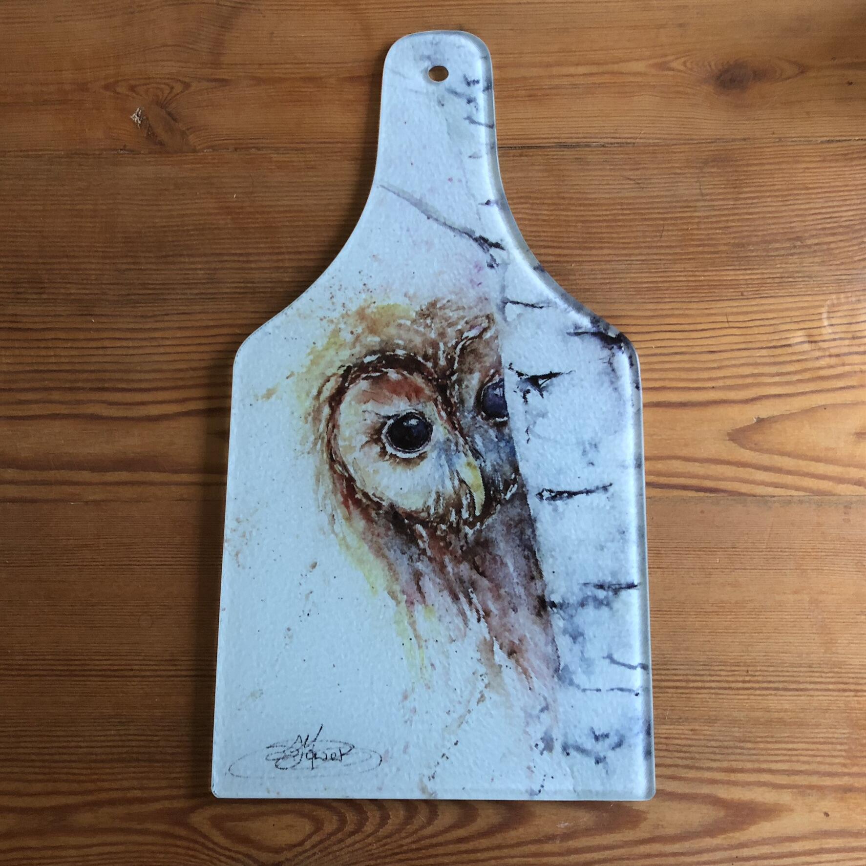 tawny owl and birch tree design