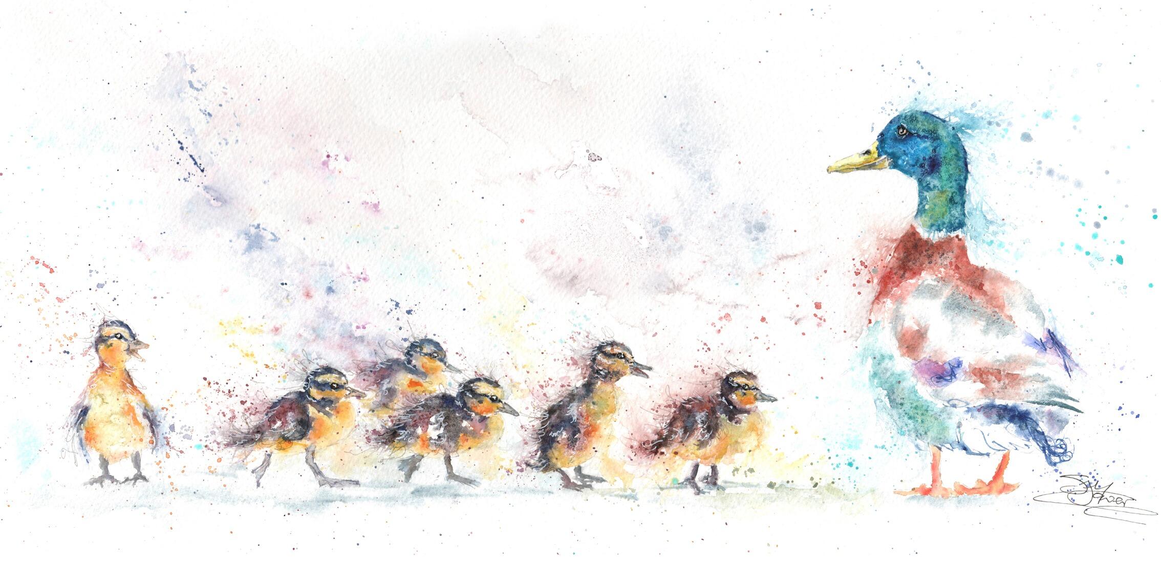 ducks watercolour painting