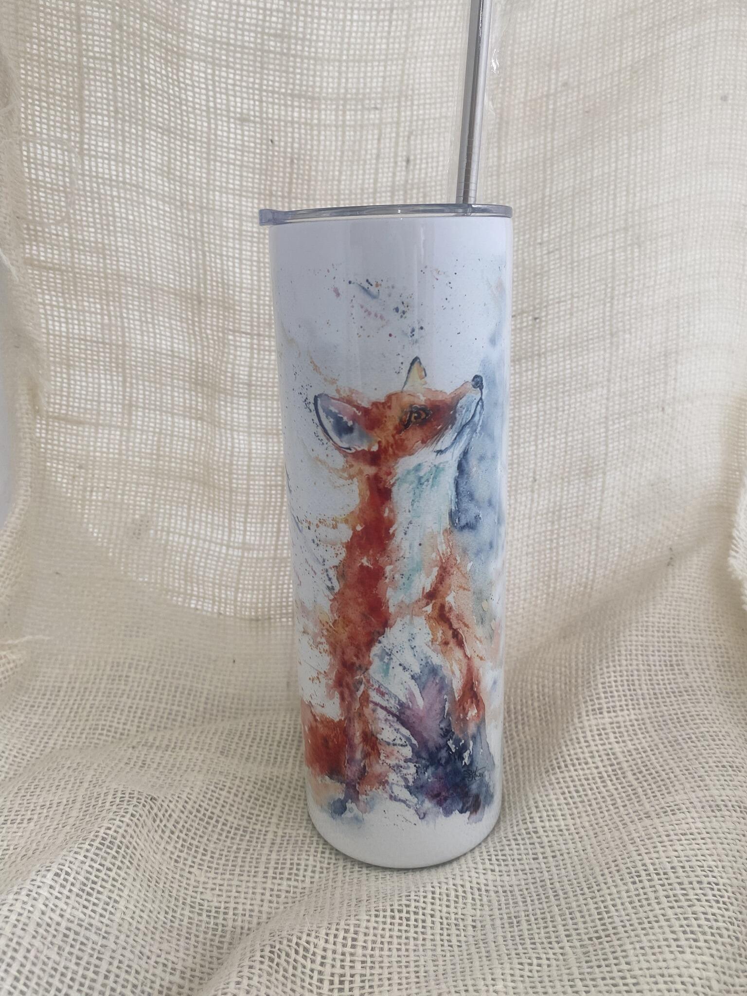 fox watercolour tumbler