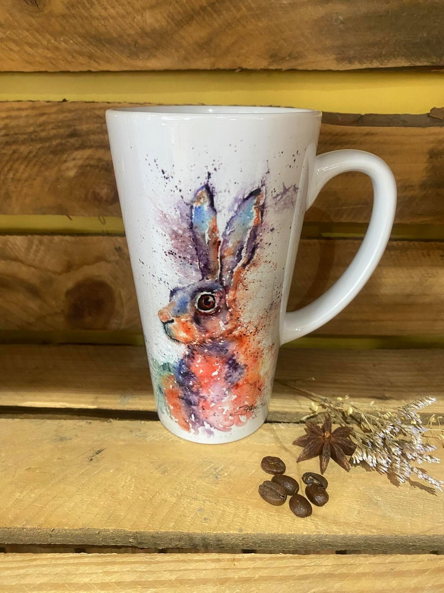 hare watercolour latte mug