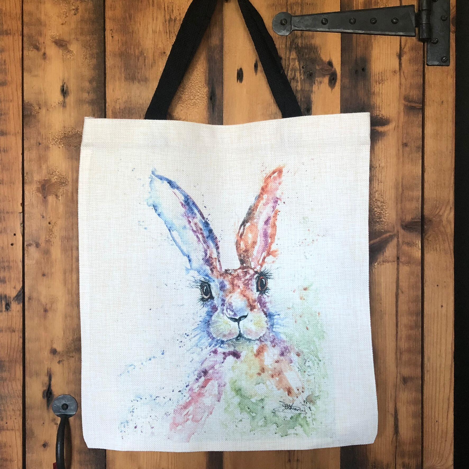 Hare We Go Watercolour Tote Bags