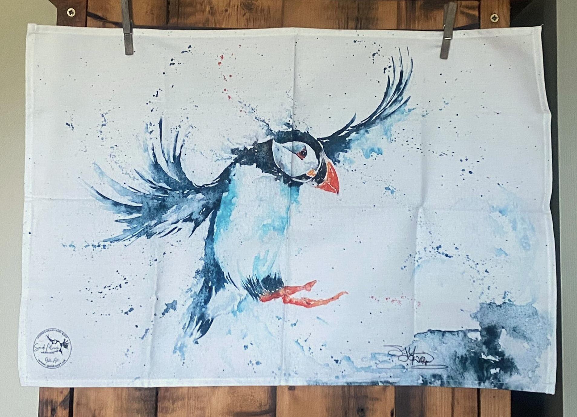 puffin tea towel