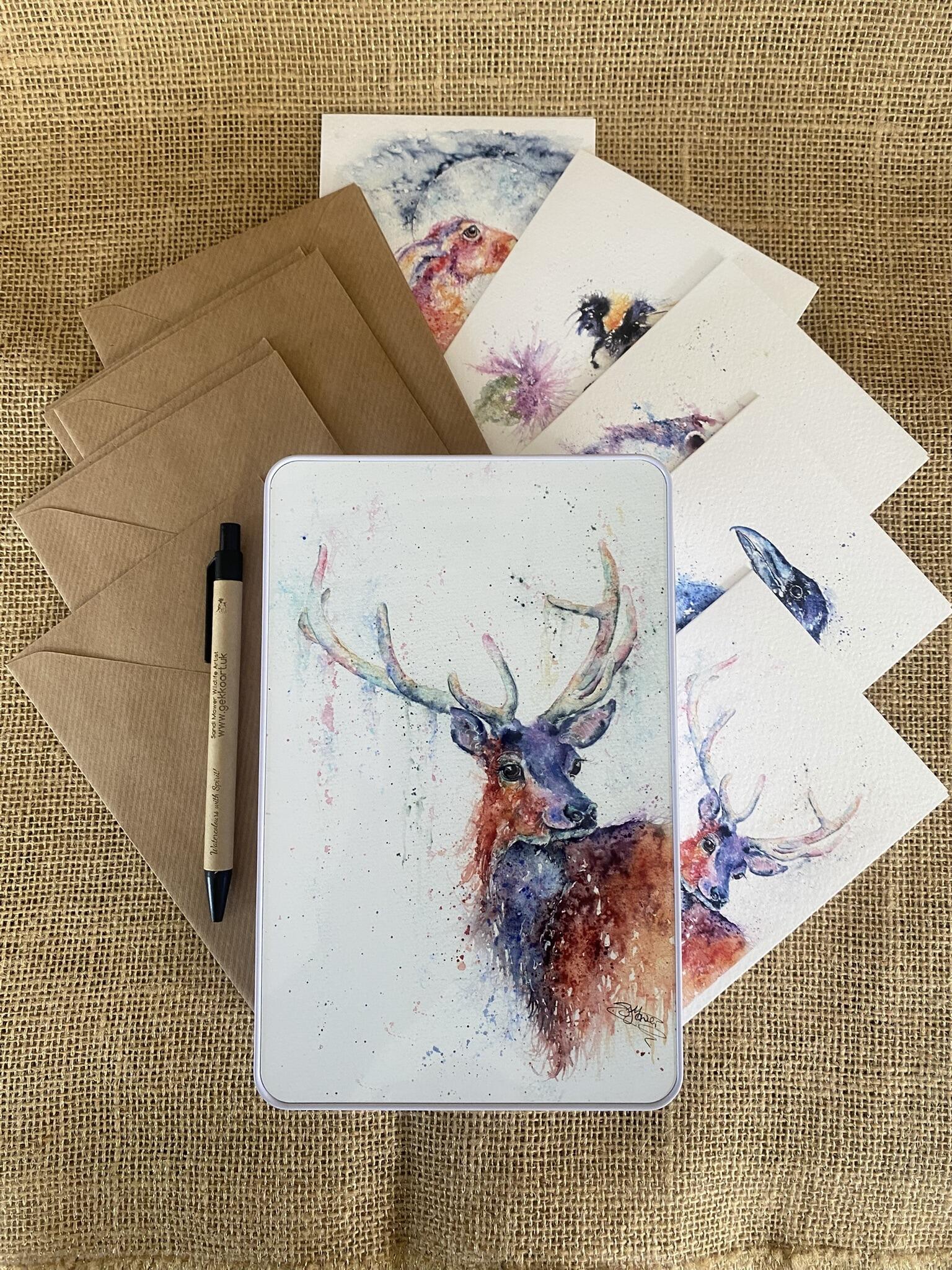 stag tin with cards
