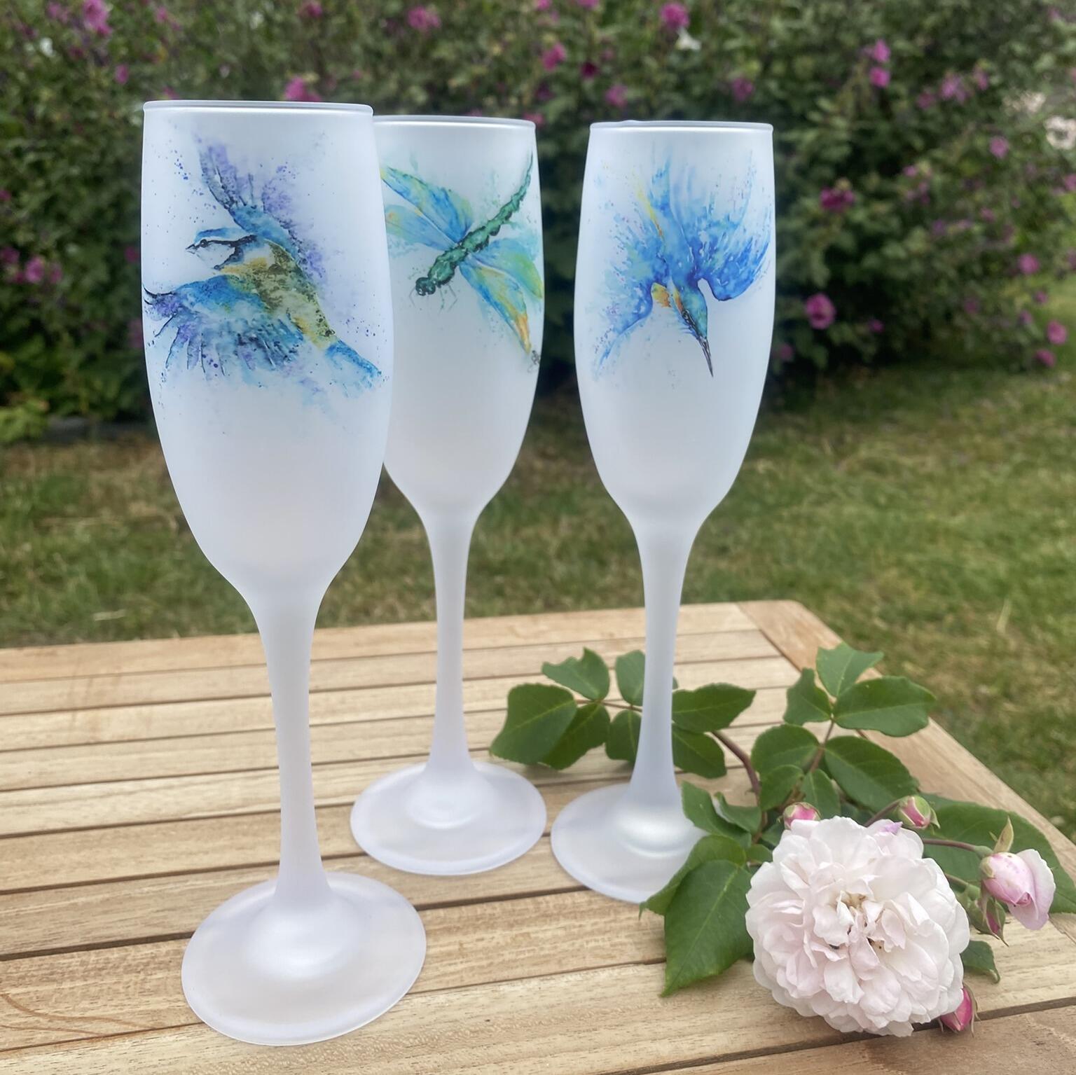 frosted glass champagne flutes
