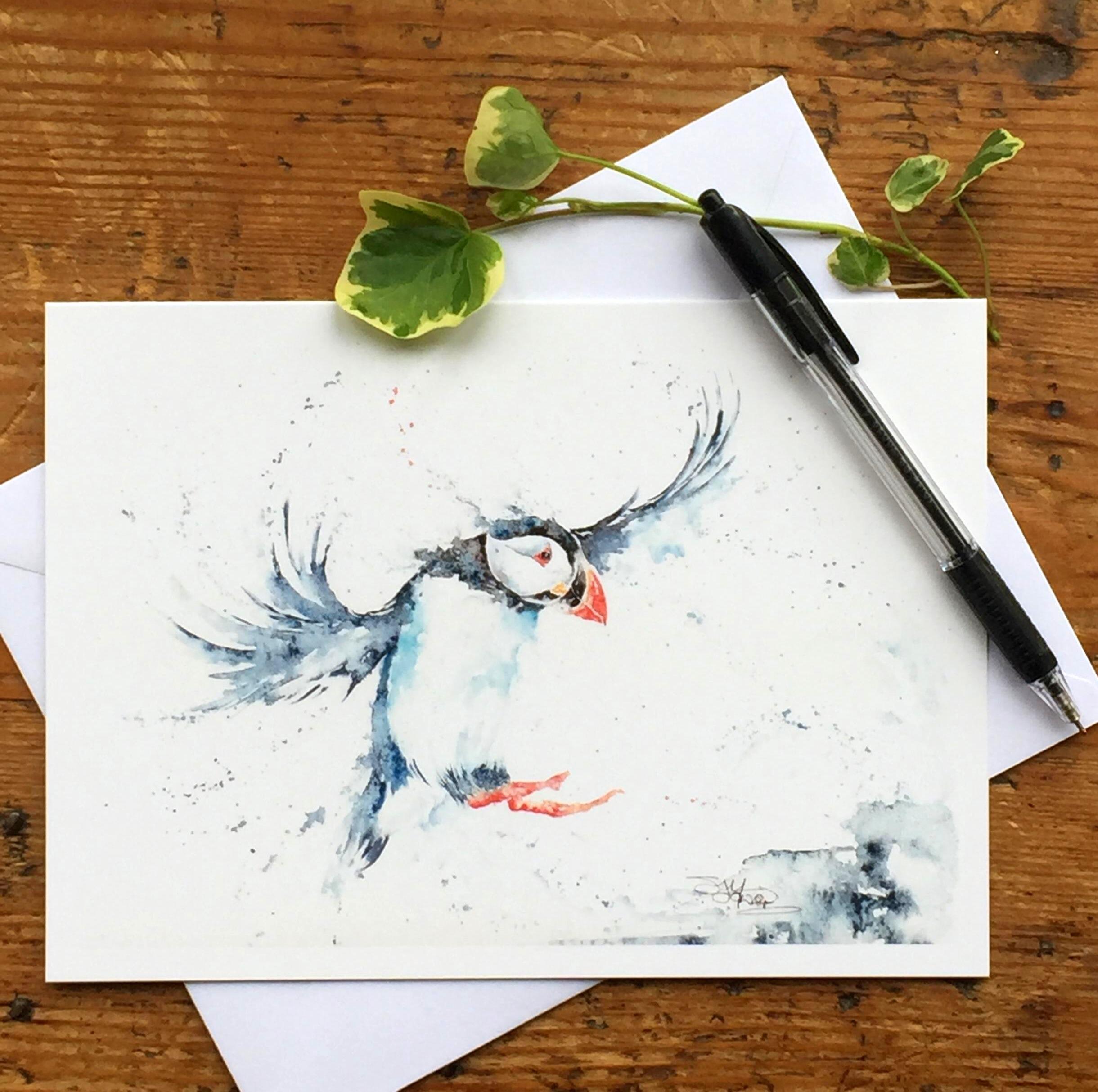 flying puffin card