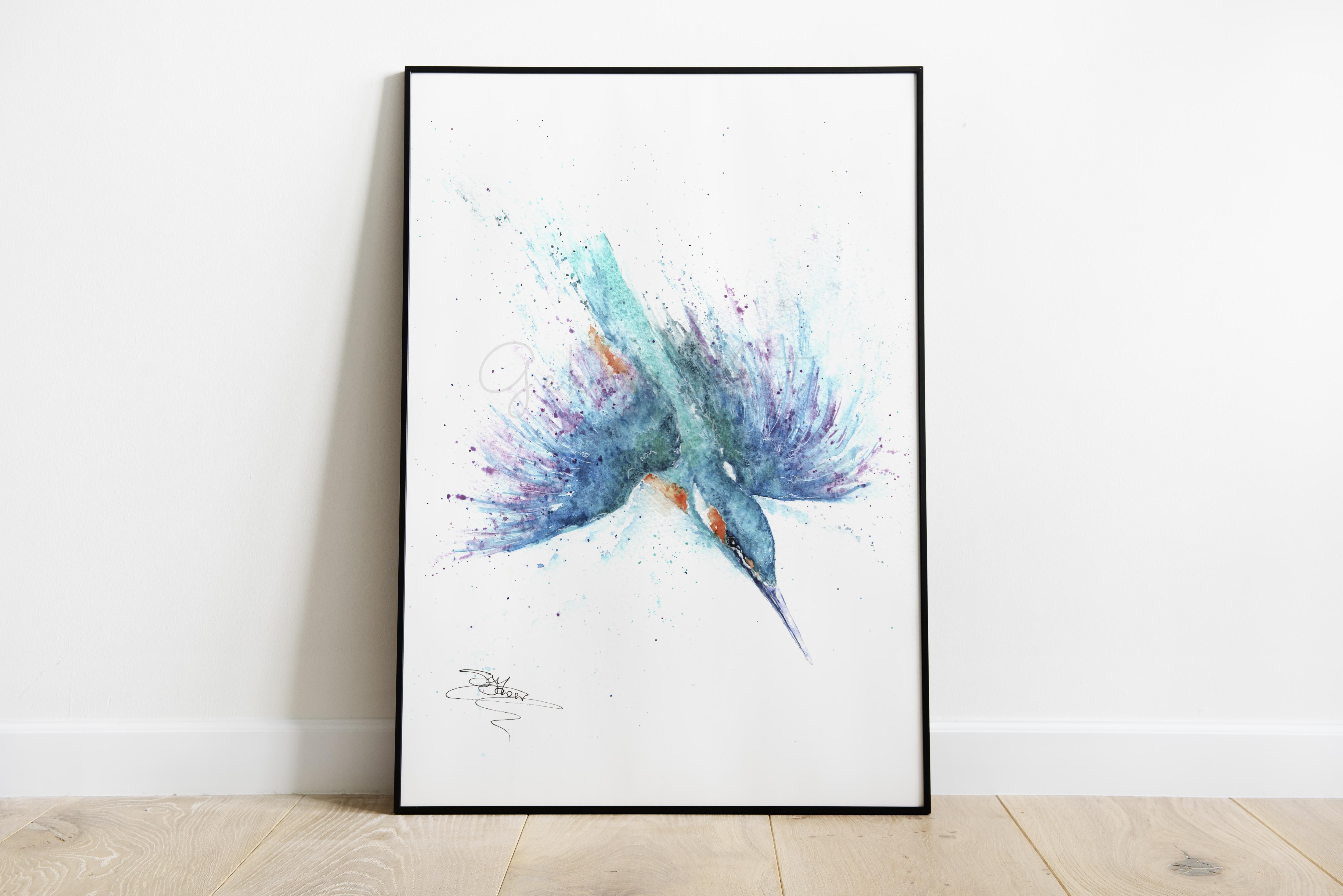 kingfisher painting in frame