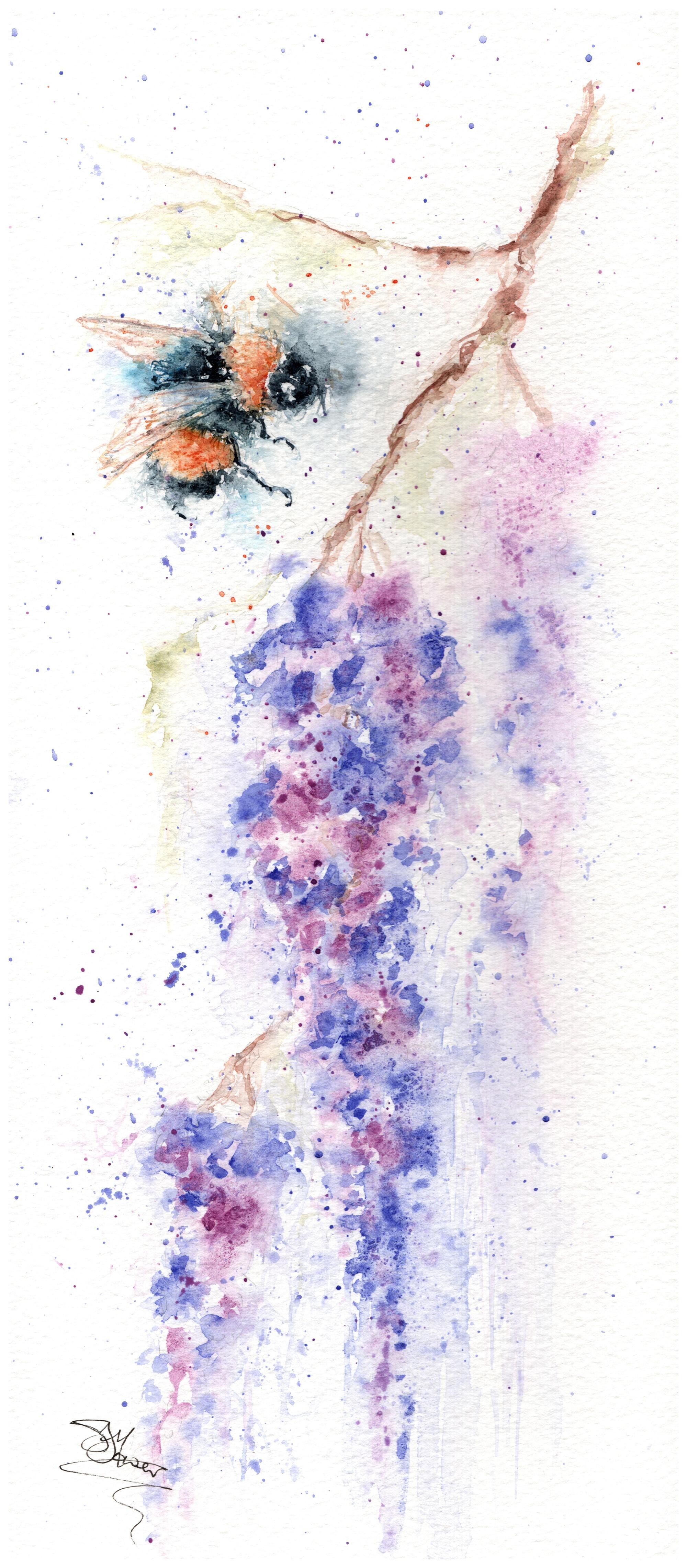 wisteria bee watercolour