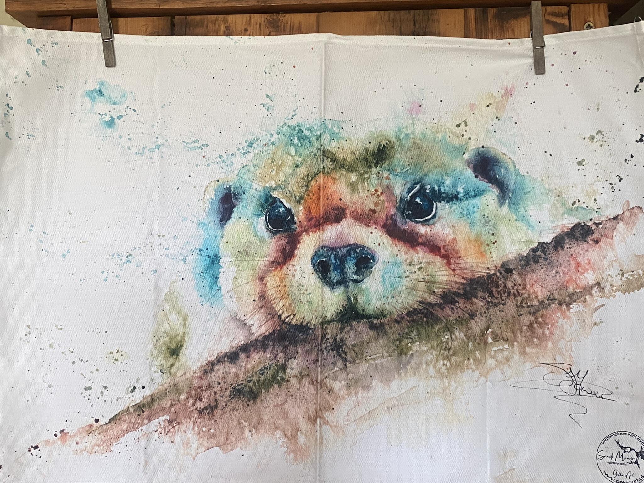 betty the otter cotton tea towel
