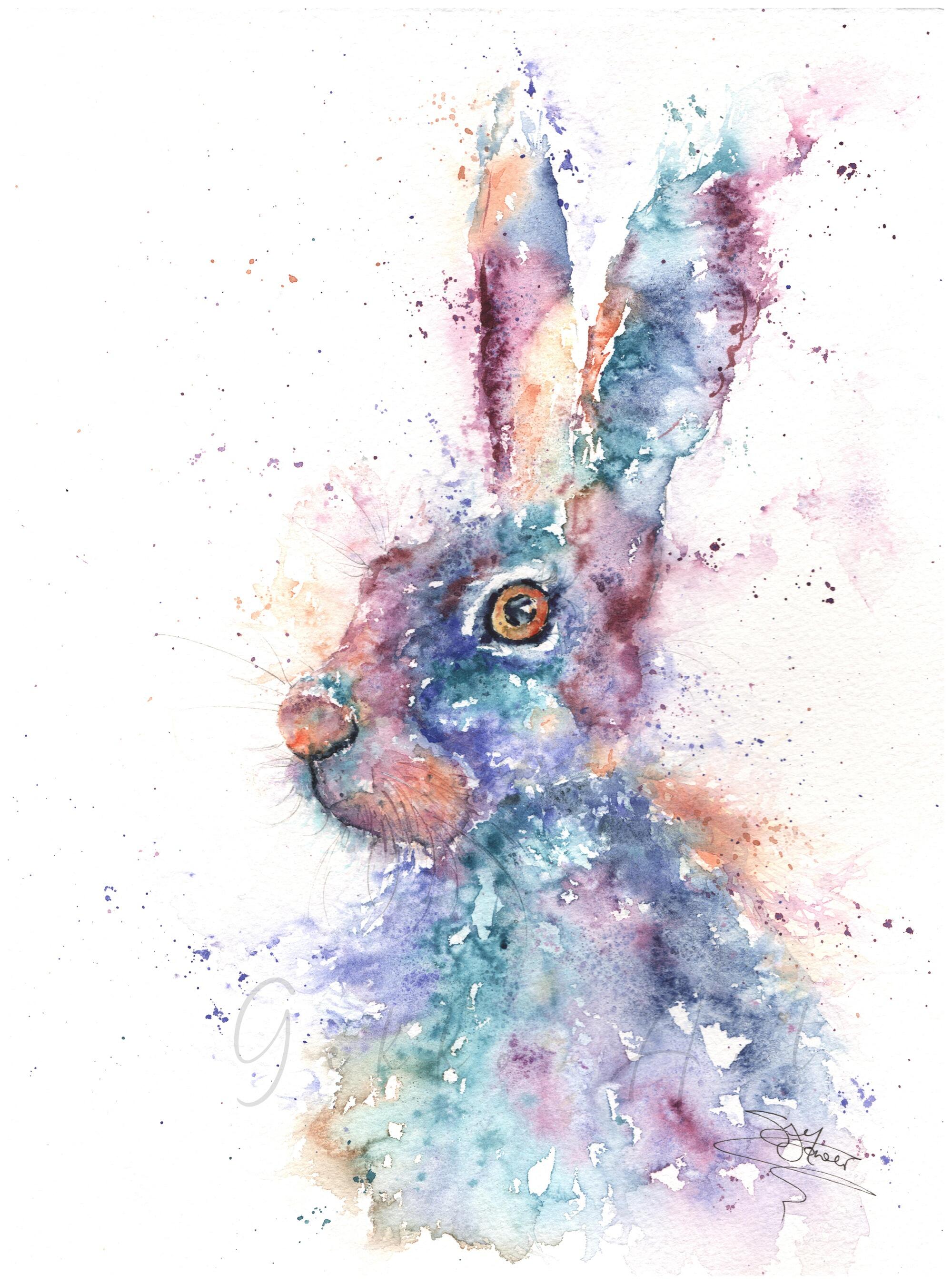 hare watercolour painting