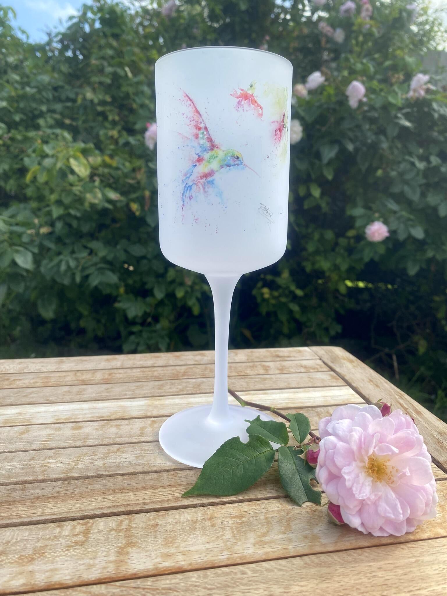 hummingbird wine glass