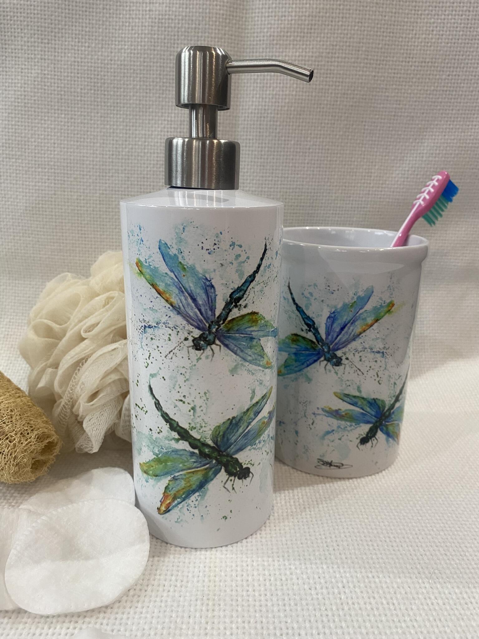 dragonflies soap dispenser and vase