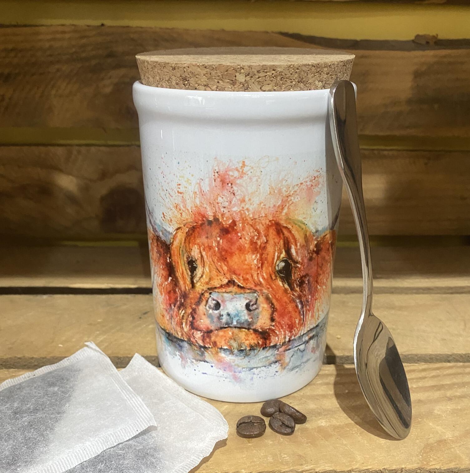 highland cow storage jar