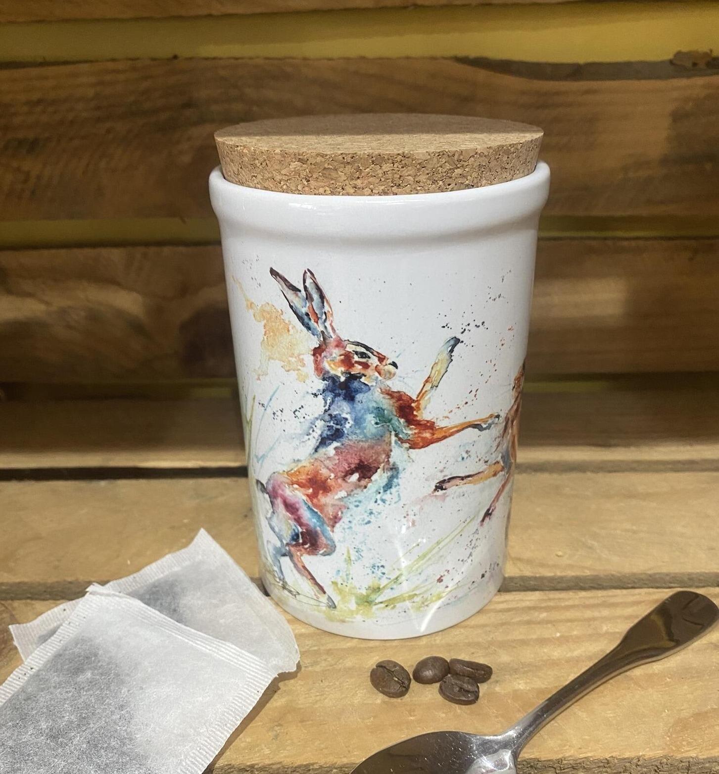 boxing hares tea caddy