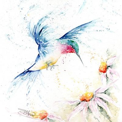 Hummingbird watercolour painting