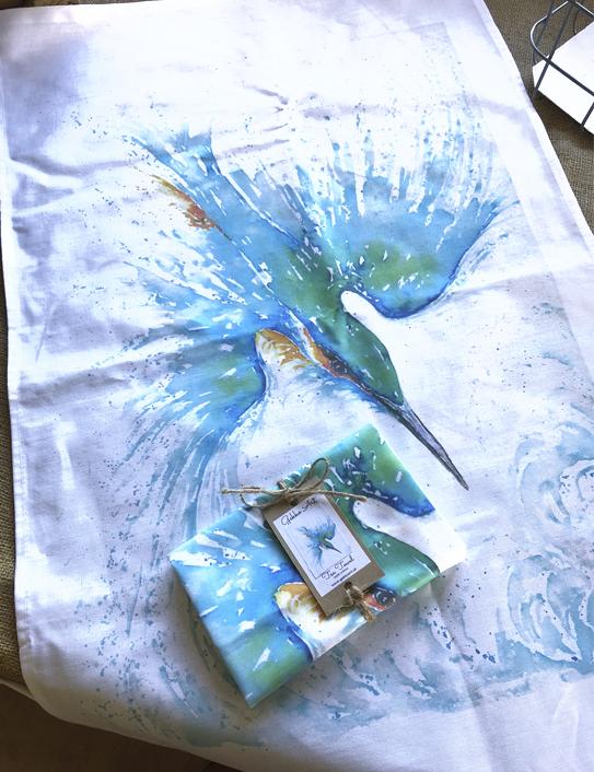 kingfisher tea towel