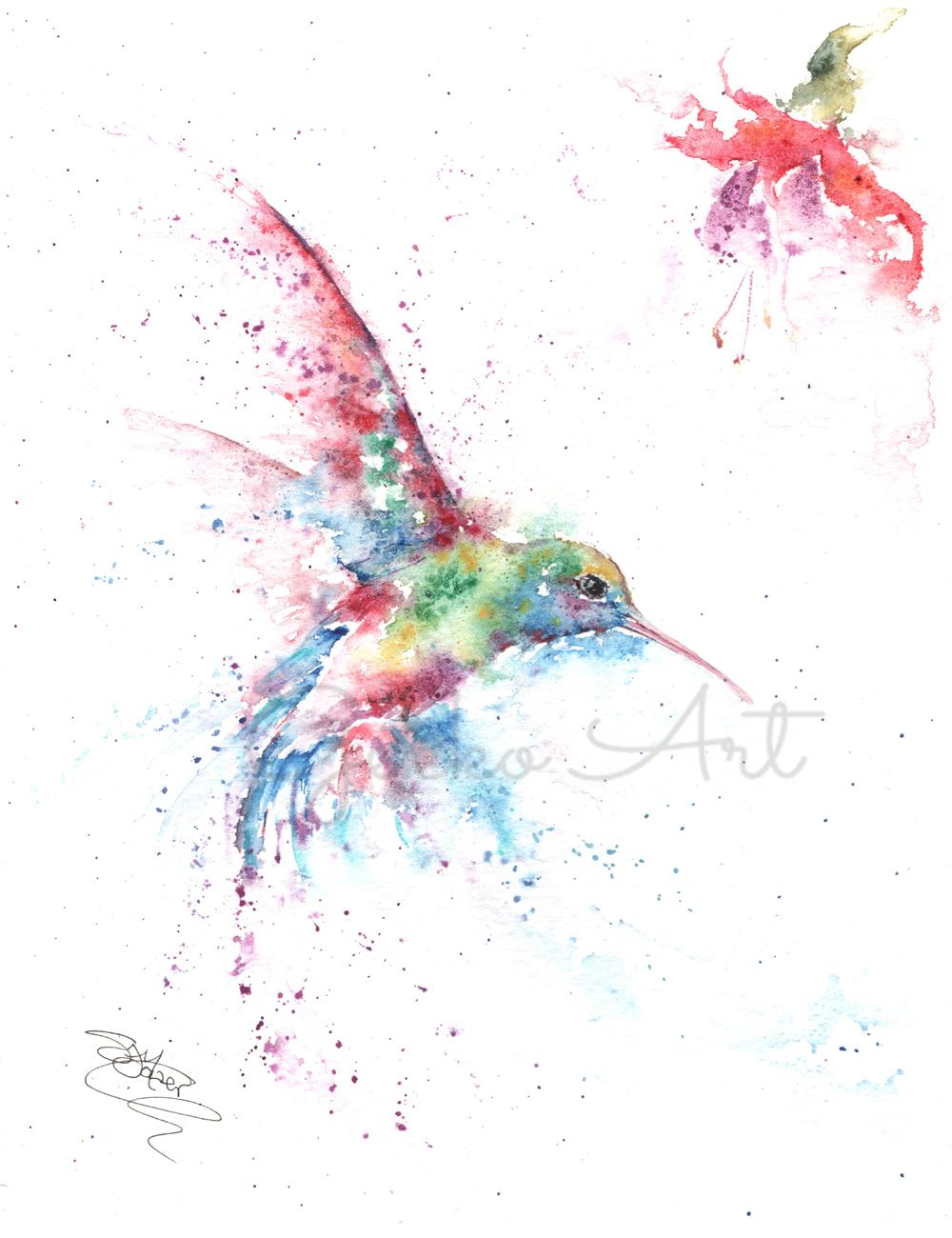 hummingbird watercolour